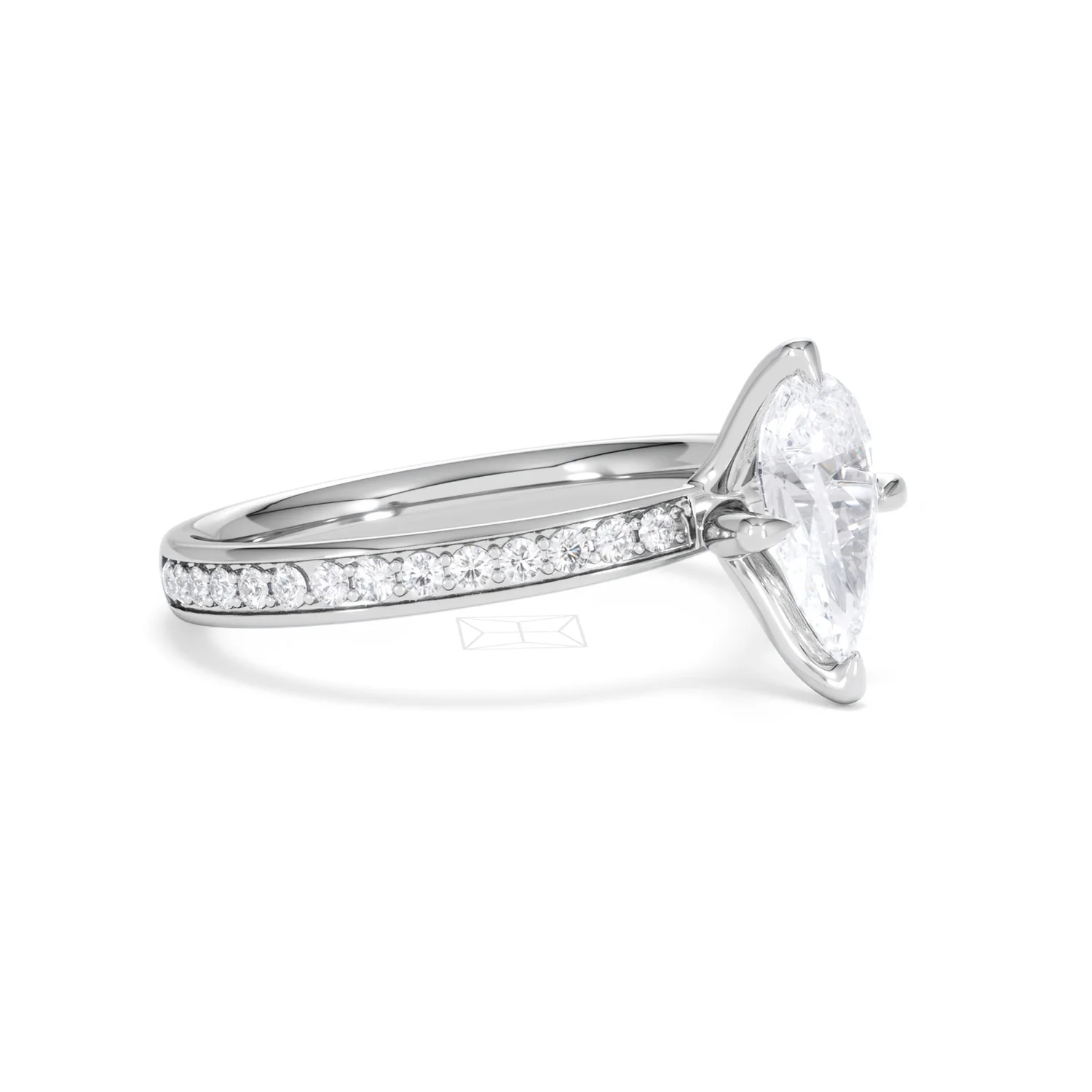 Origin Twist 1.00ct Pear Cut Lab Diamond Solitaire Engagement Ring with Side Stones in 18K White Gold - Image 28