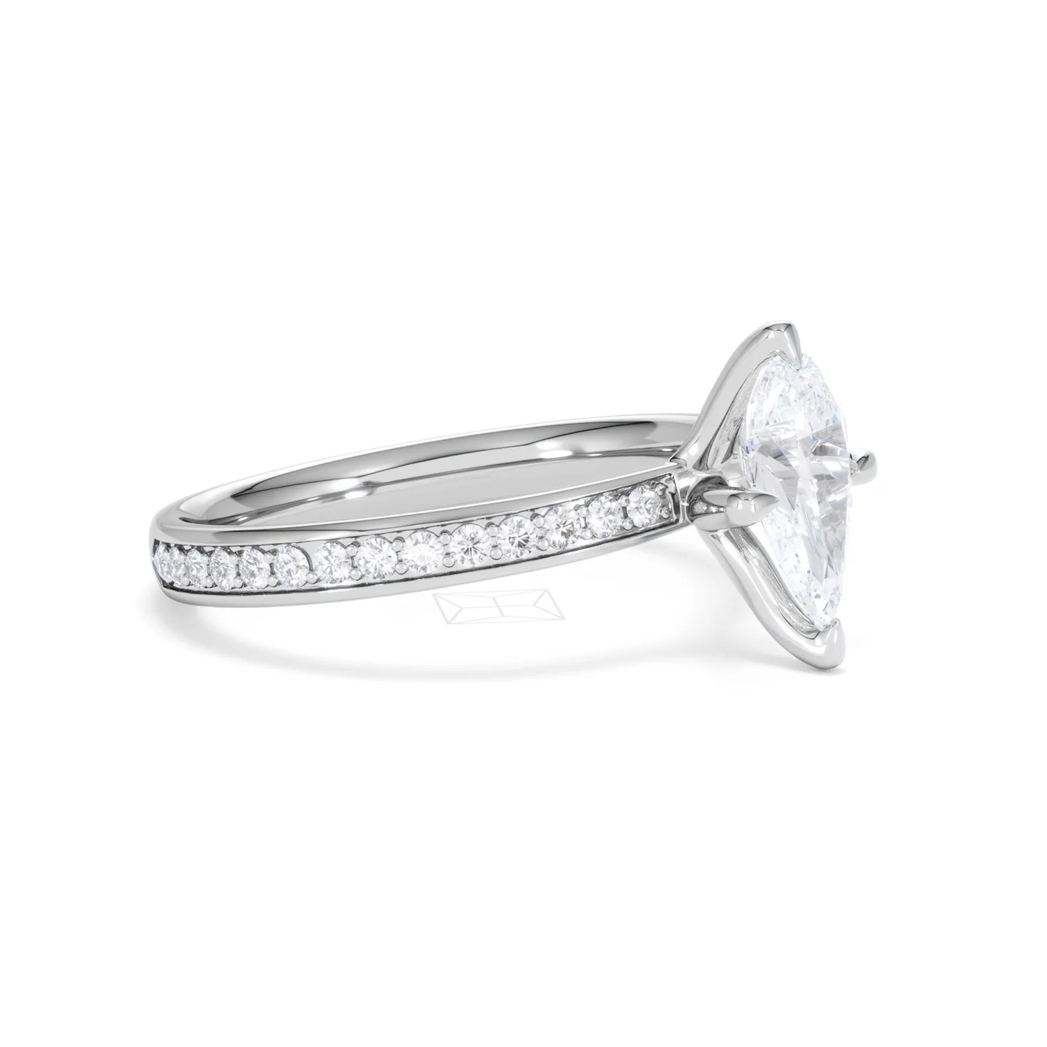 Origin Twist 1.00ct Pear Cut Lab Diamond Solitaire Engagement Ring with Side Stones in 18K White Gold - Image 30