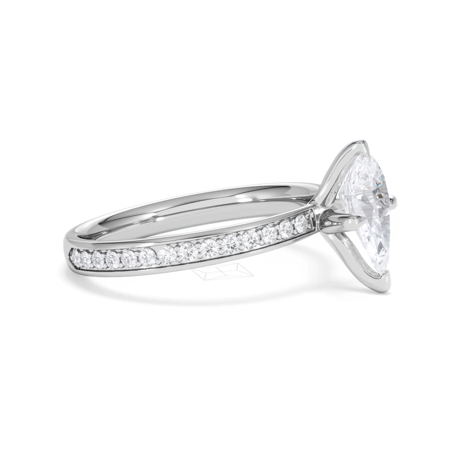 Origin Twist 1.00ct Pear Cut Lab Diamond Solitaire Engagement Ring with Side Stones in 18K White Gold - Image 34