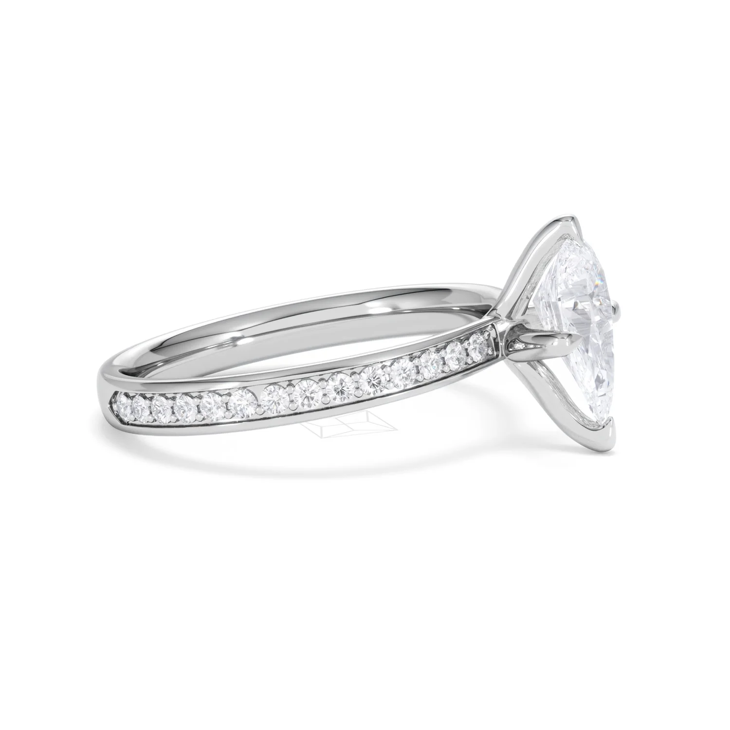 Origin Twist 1.00ct Pear Cut Lab Diamond Solitaire Engagement Ring with Side Stones in 18K White Gold - Image 37