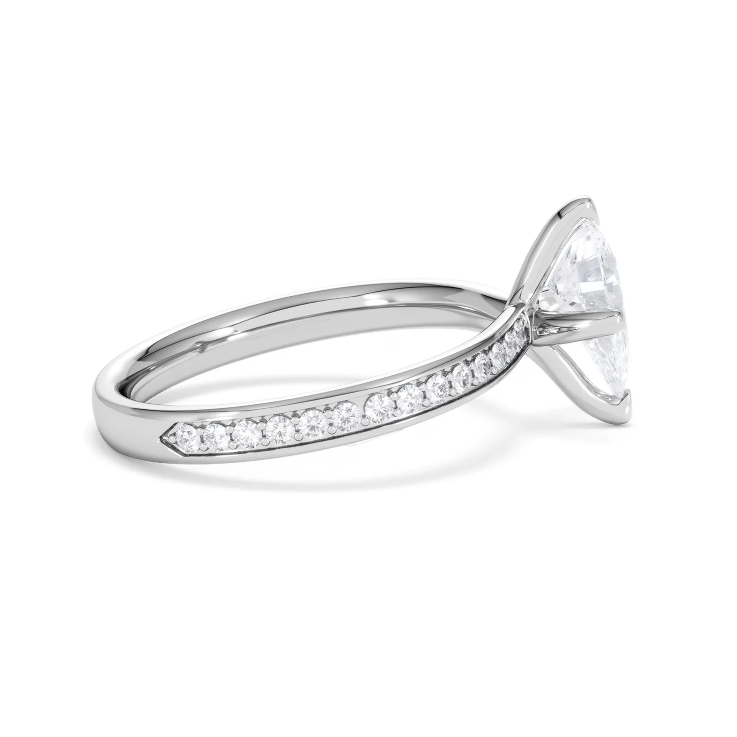 Origin Twist 1.00ct Pear Cut Lab Diamond Solitaire Engagement Ring with Side Stones in 18K White Gold - Image 49