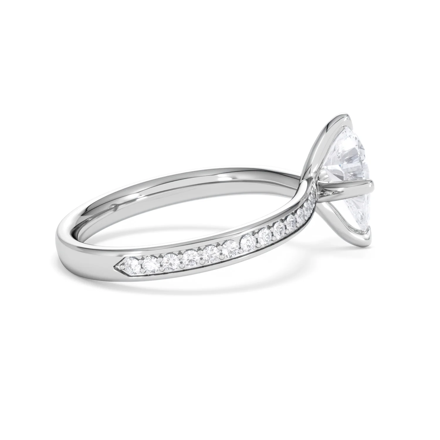Origin Twist 1.00ct Pear Cut Lab Diamond Solitaire Engagement Ring with Side Stones in 18K White Gold - Image 53