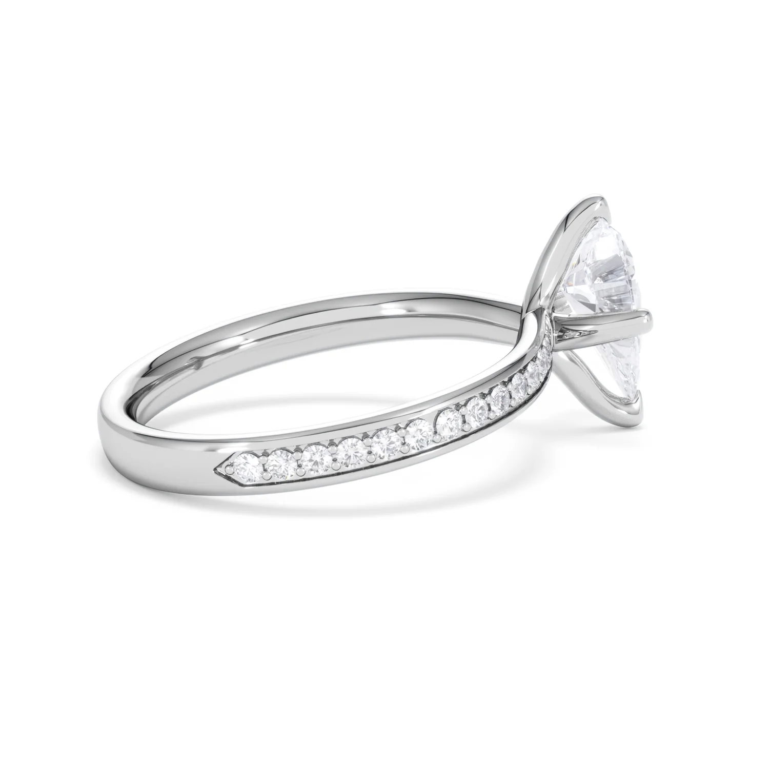 Origin Twist 1.00ct Pear Cut Lab Diamond Solitaire Engagement Ring with Side Stones in 18K White Gold - Image 55