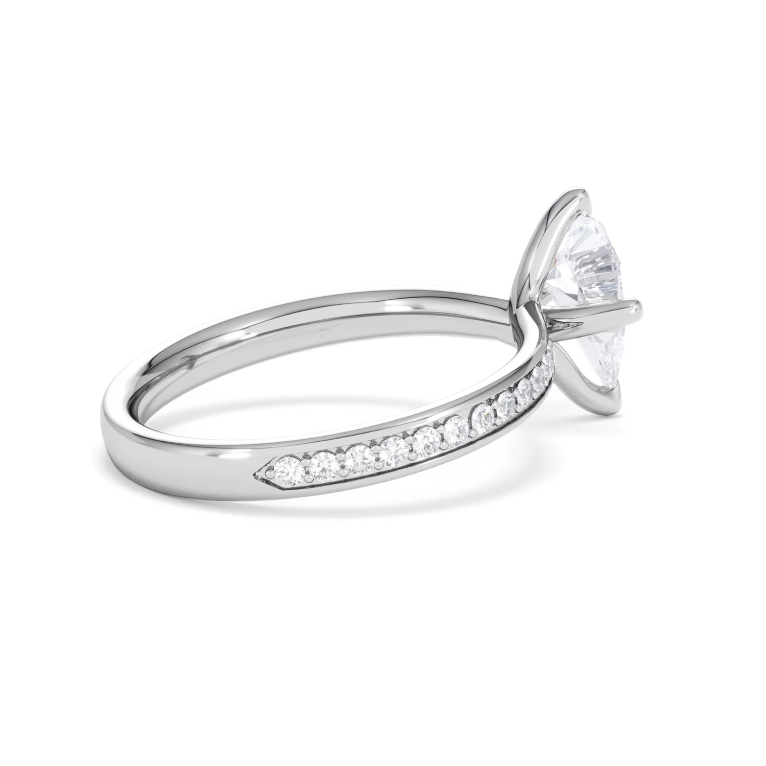 Origin Twist 1.00ct Pear Cut Lab Diamond Solitaire Engagement Ring with Side Stones in 18K White Gold - Image 58