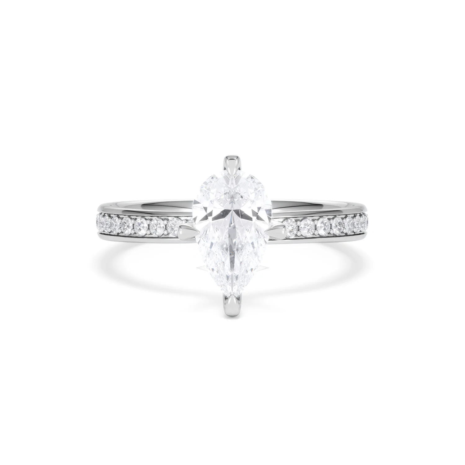 Origin Twist 1.00ct Pear Cut Lab Diamond Solitaire Engagement Ring with Side Stones in 18K White Gold - Image 6