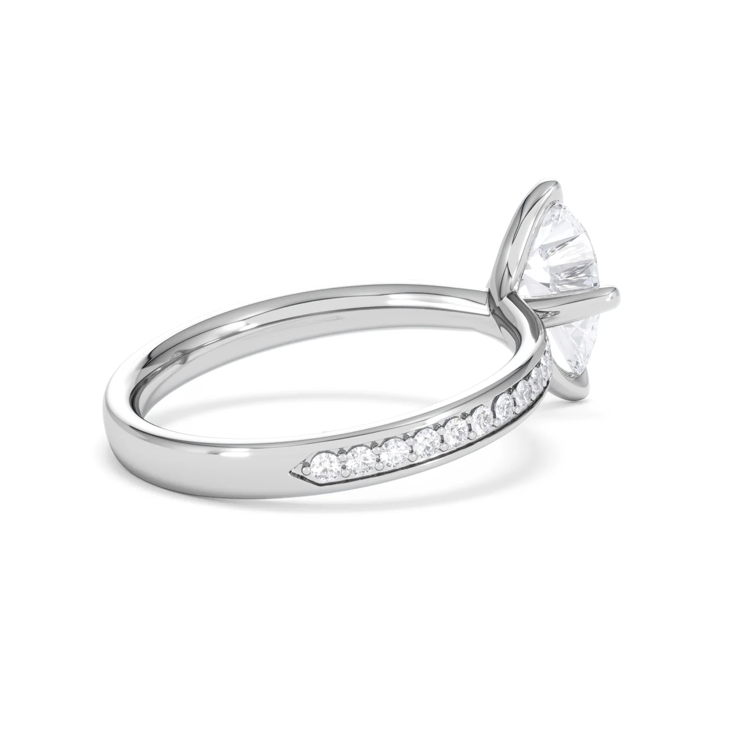 Origin Twist 1.00ct Pear Cut Lab Diamond Solitaire Engagement Ring with Side Stones in 18K White Gold - Image 63