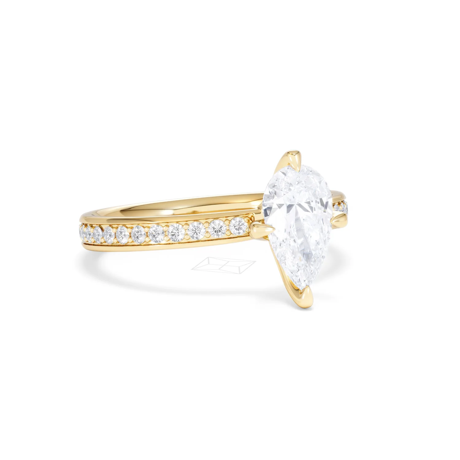 Origin Twist 1.00ct Pear Cut Lab Diamond Solitaire Engagement Ring with Side Stones in 18K Yellow Gold - Image 13