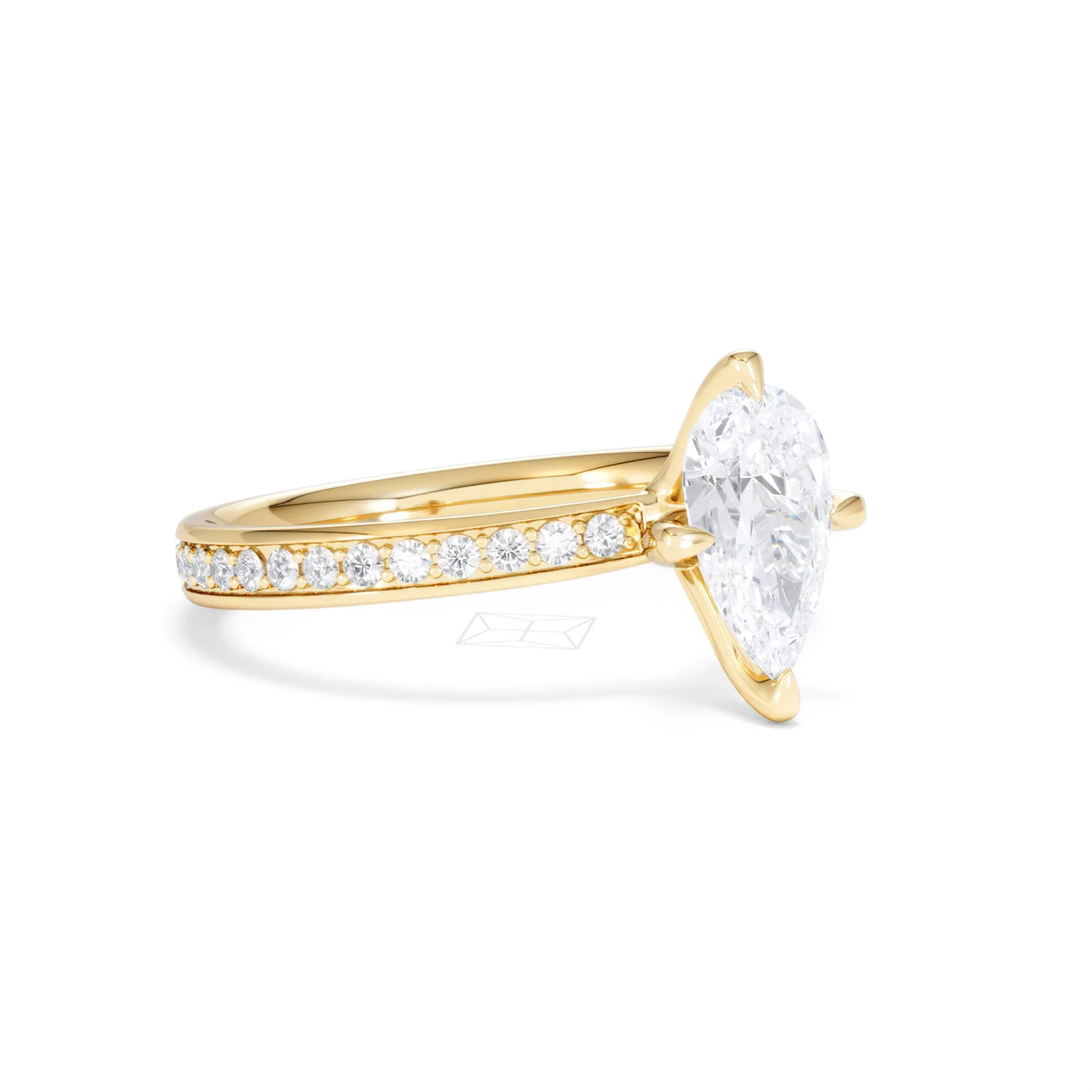 Origin Twist 1.00ct Pear Cut Lab Diamond Solitaire Engagement Ring with Side Stones in 18K Yellow Gold - Image 15