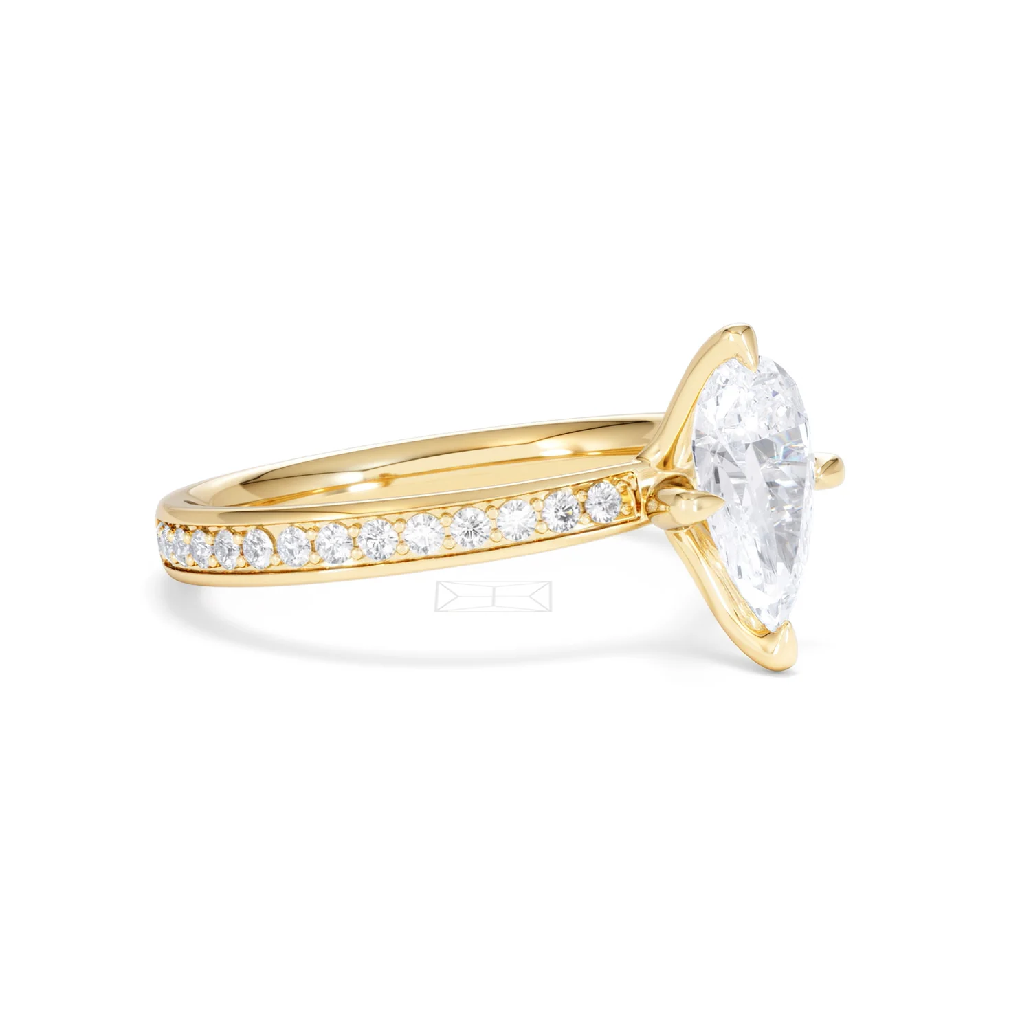 Origin Twist 1.00ct Pear Cut Lab Diamond Solitaire Engagement Ring with Side Stones in 18K Yellow Gold - Image 17