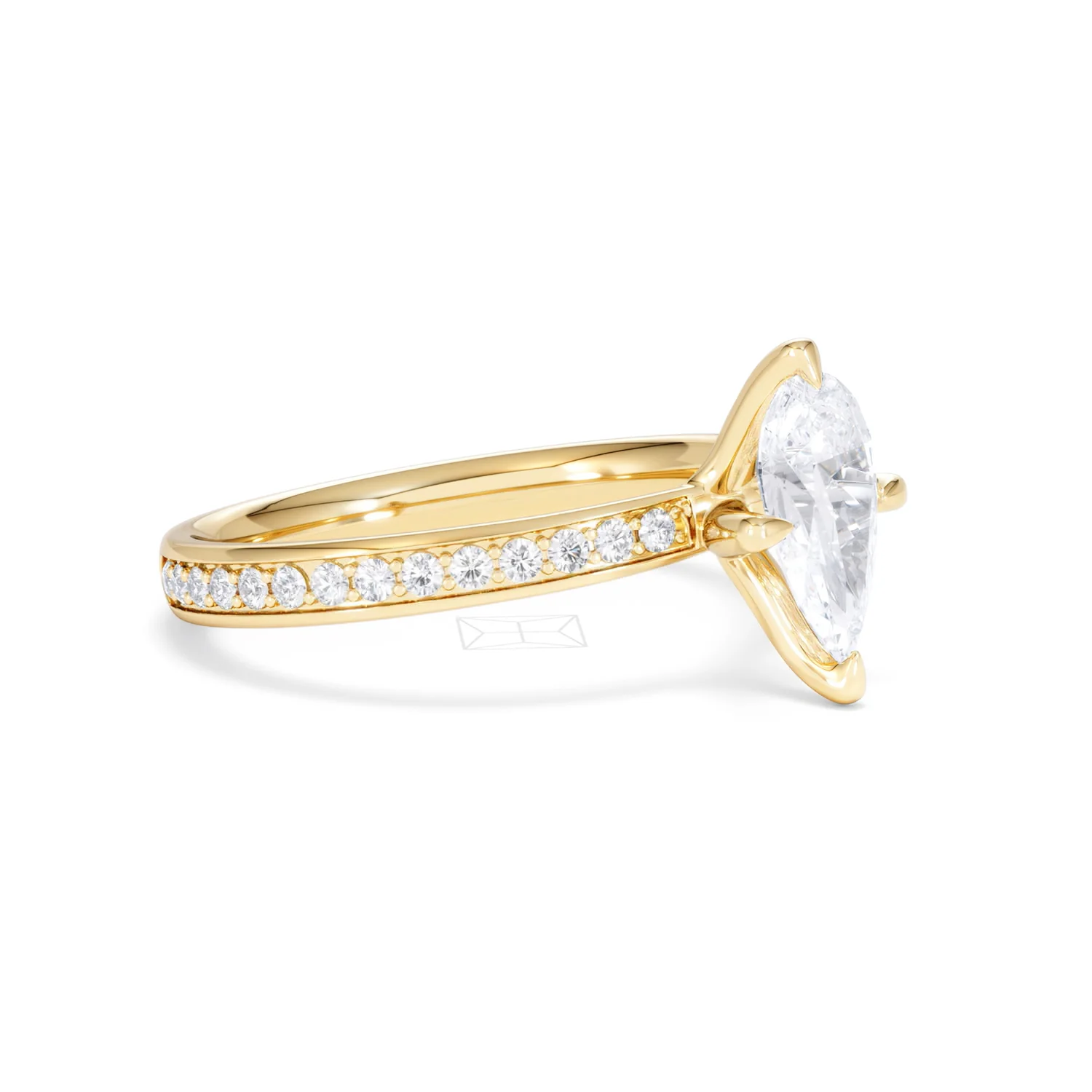 Origin Twist 1.00ct Pear Cut Lab Diamond Solitaire Engagement Ring with Side Stones in 18K Yellow Gold - Image 18