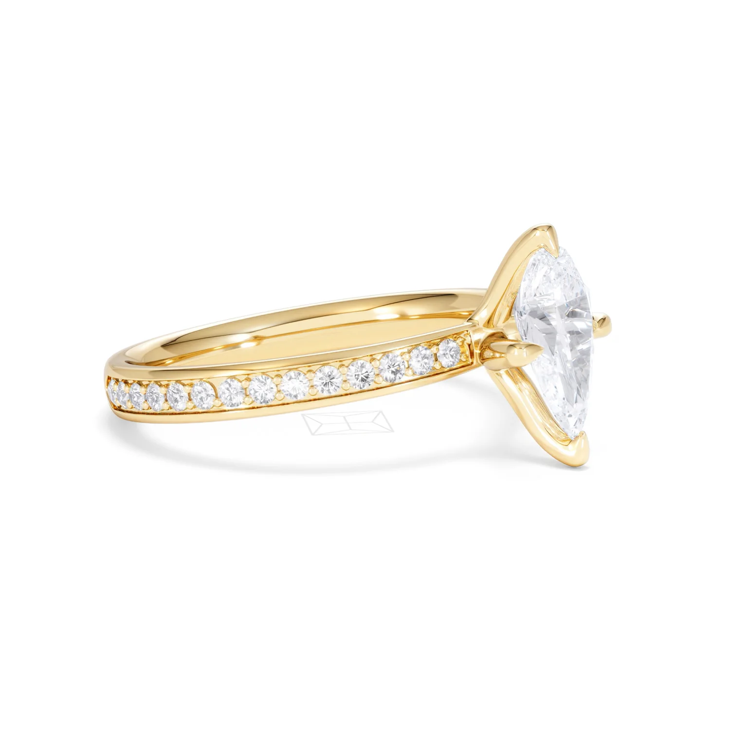 Origin Twist 1.00ct Pear Cut Lab Diamond Solitaire Engagement Ring with Side Stones in 18K Yellow Gold - Image 19