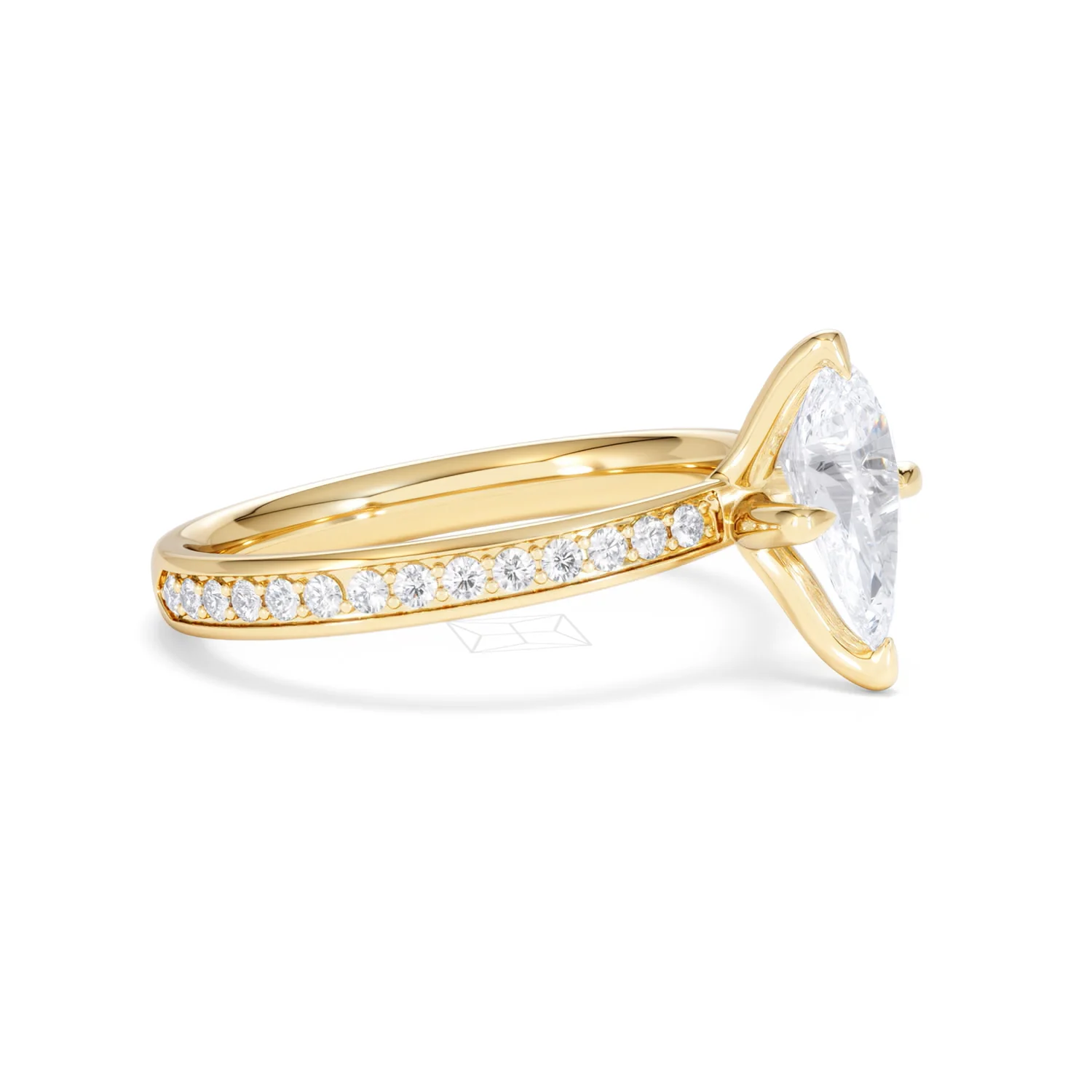 Origin Twist 1.00ct Pear Cut Lab Diamond Solitaire Engagement Ring with Side Stones in 18K Yellow Gold - Image 20