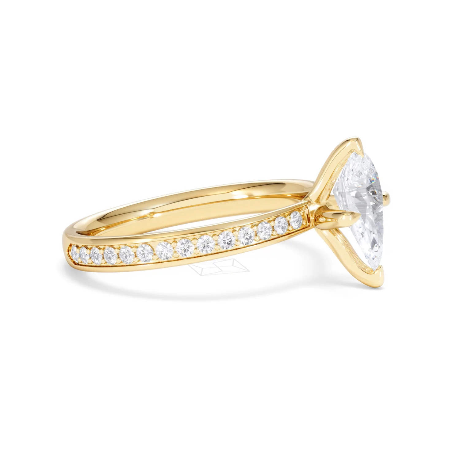 Origin Twist 1.00ct Pear Cut Lab Diamond Solitaire Engagement Ring with Side Stones in 18K Yellow Gold - Image 21
