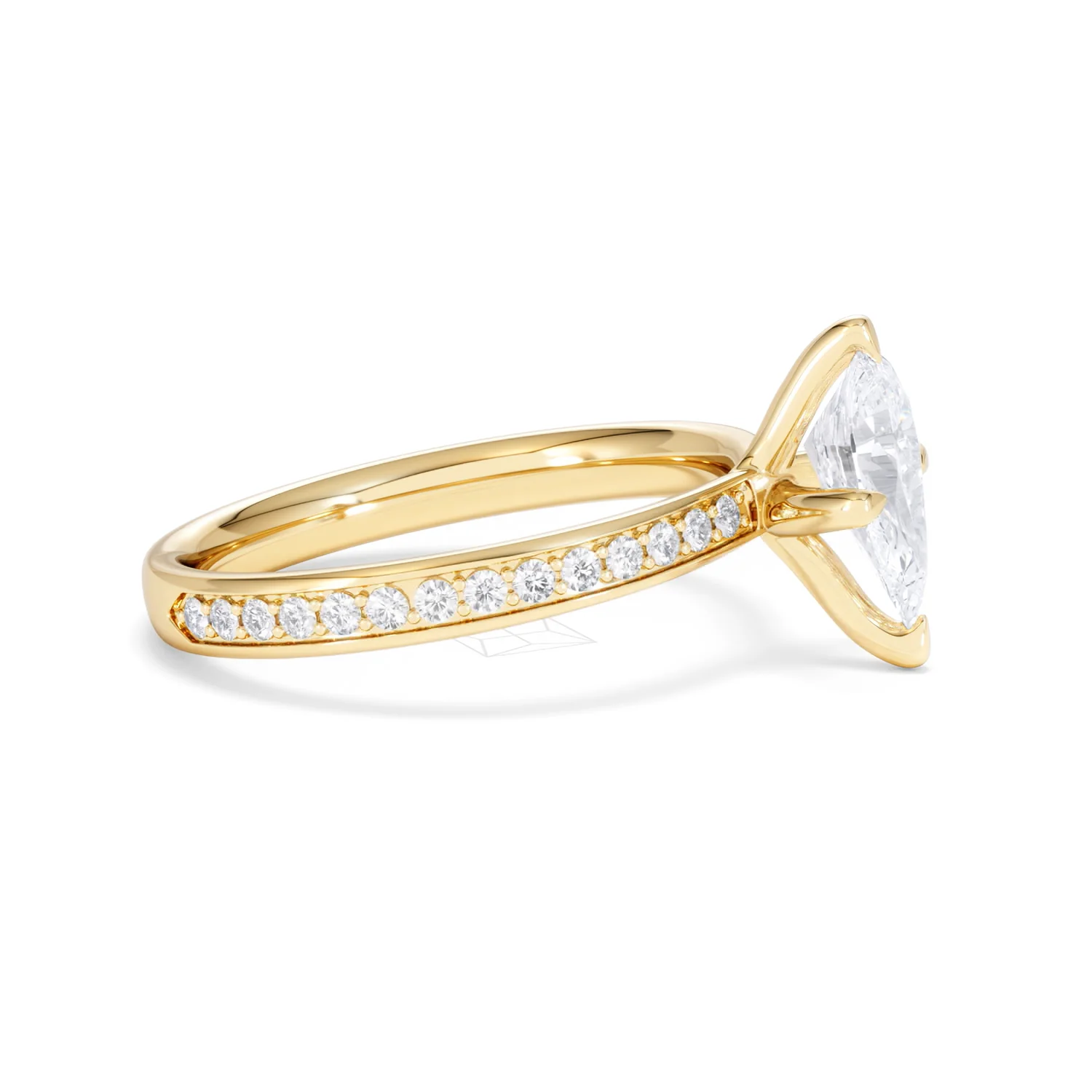 Origin Twist 1.00ct Pear Cut Lab Diamond Solitaire Engagement Ring with Side Stones in 18K Yellow Gold - Image 23