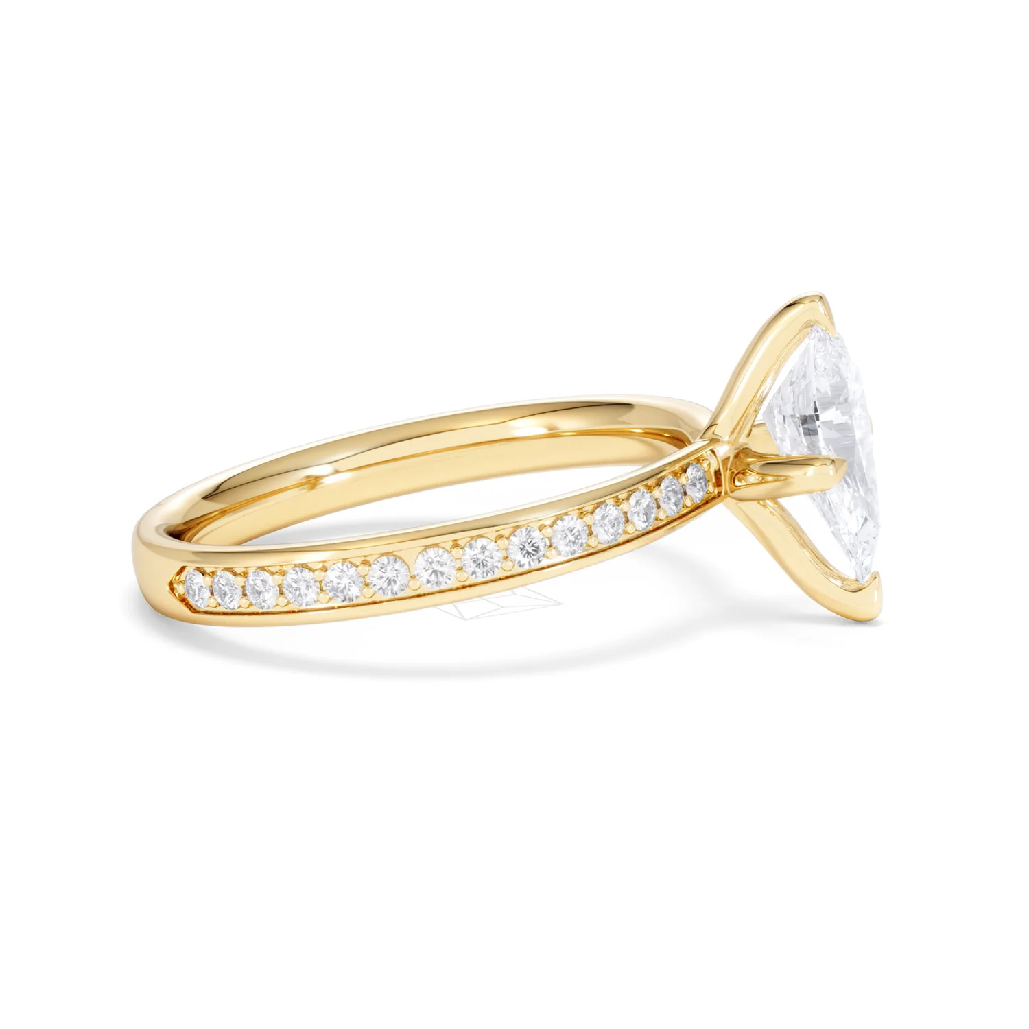 Origin Twist 1.00ct Pear Cut Lab Diamond Solitaire Engagement Ring with Side Stones in 18K Yellow Gold - Image 24