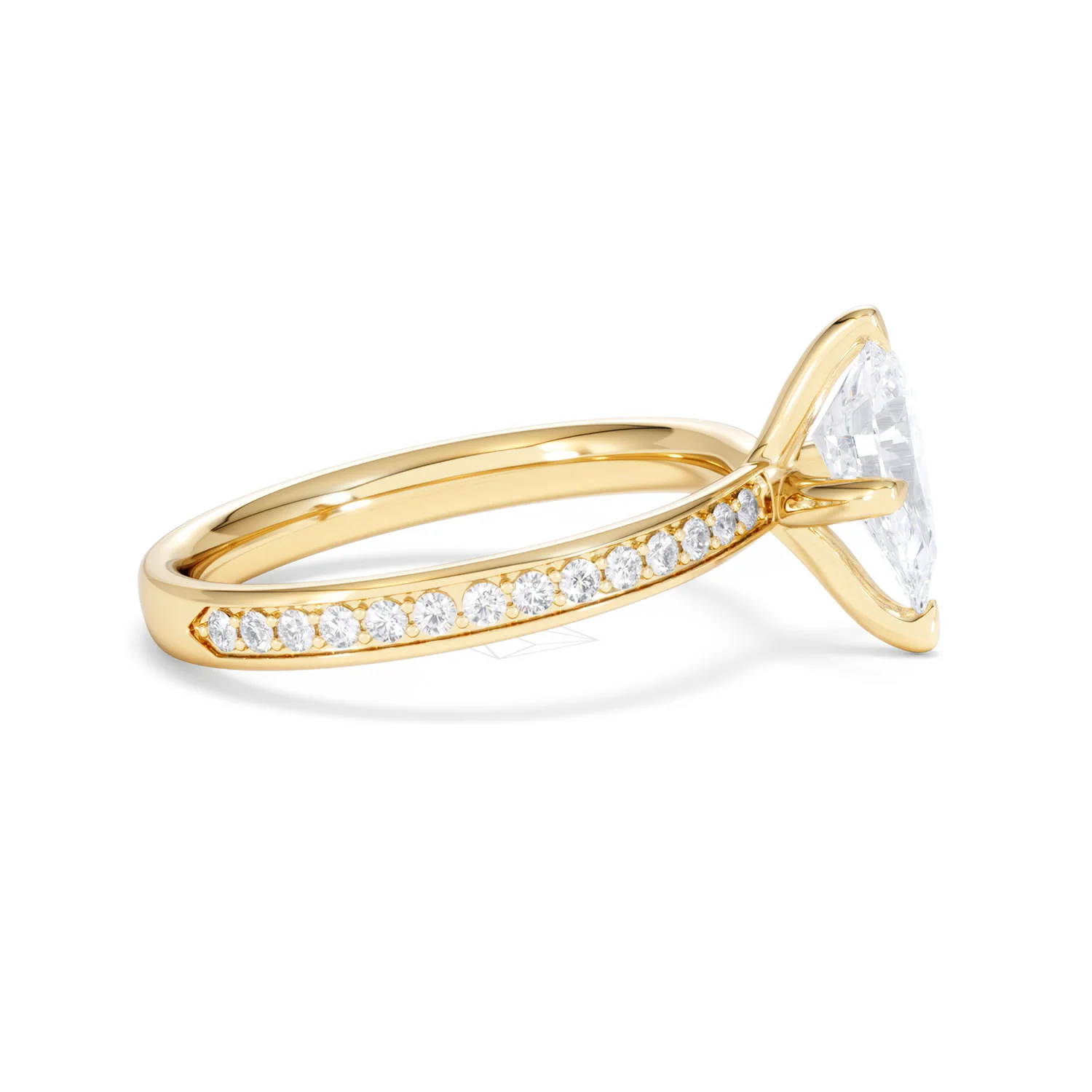 Origin Twist 1.00ct Pear Cut Lab Diamond Solitaire Engagement Ring with Side Stones in 18K Yellow Gold - Image 25