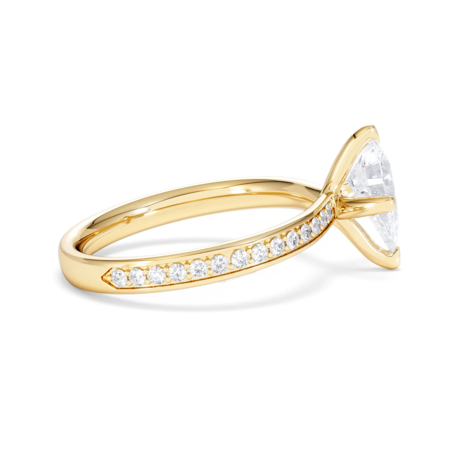 Origin Twist 1.00ct Pear Cut Lab Diamond Solitaire Engagement Ring with Side Stones in 18K Yellow Gold - Image 28