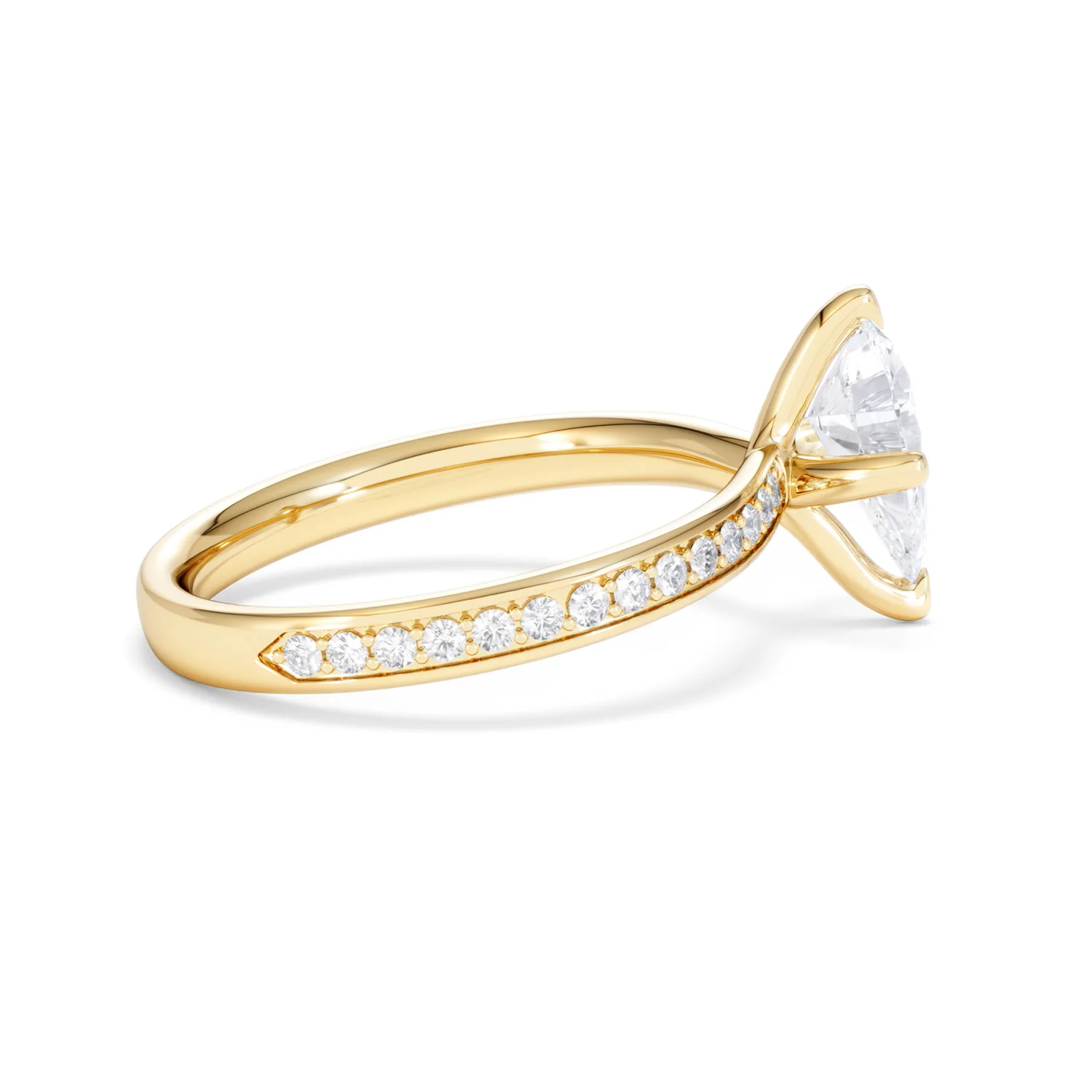 Origin Twist 1.00ct Pear Cut Lab Diamond Solitaire Engagement Ring with Side Stones in 18K Yellow Gold - Image 29