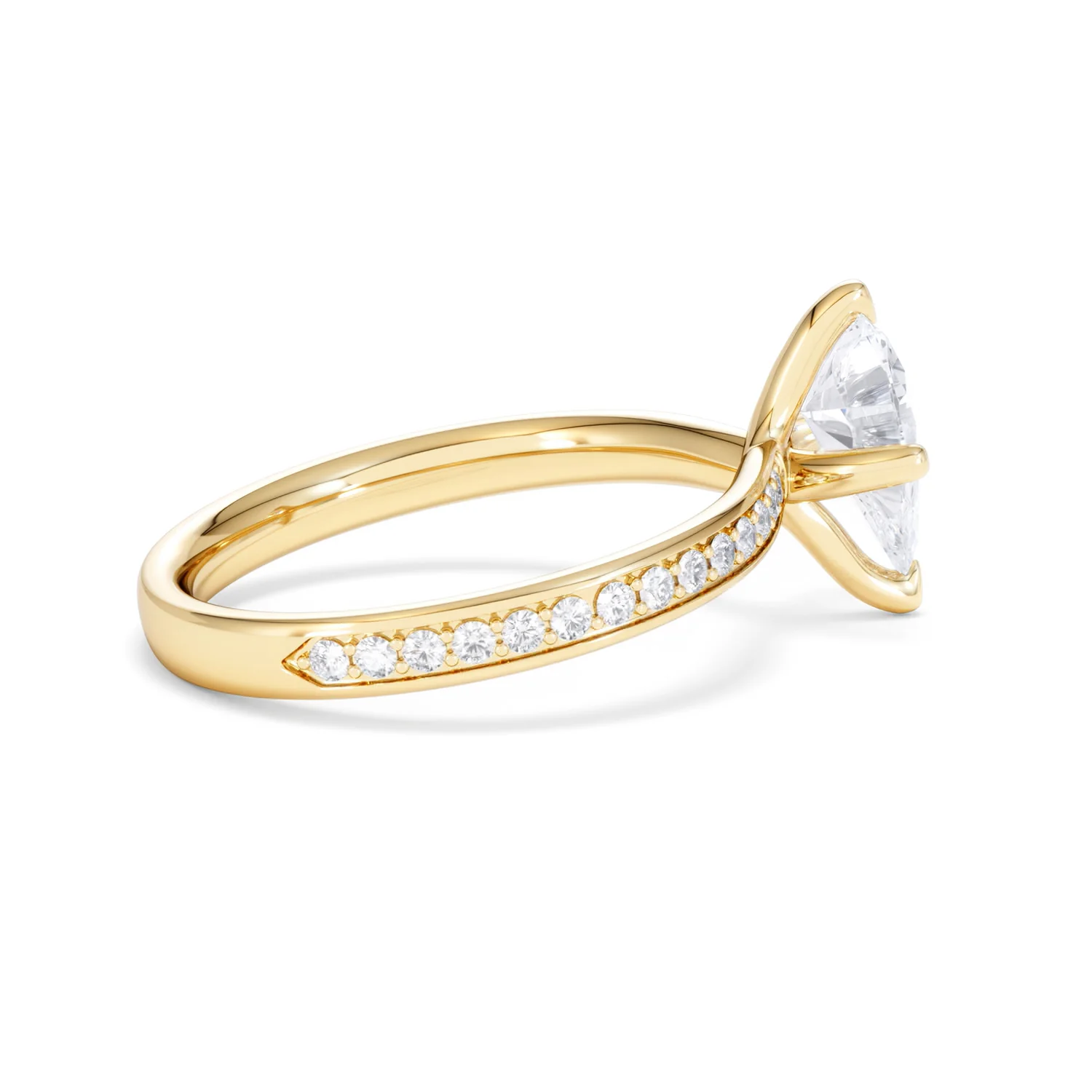 Origin Twist 1.00ct Pear Cut Lab Diamond Solitaire Engagement Ring with Side Stones in 18K Yellow Gold - Image 30