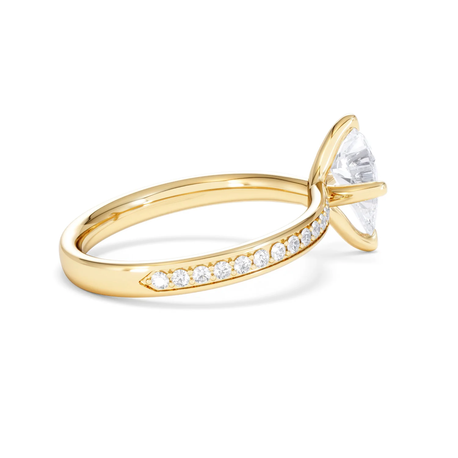 Origin Twist 1.00ct Pear Cut Lab Diamond Solitaire Engagement Ring with Side Stones in 18K Yellow Gold - Image 32