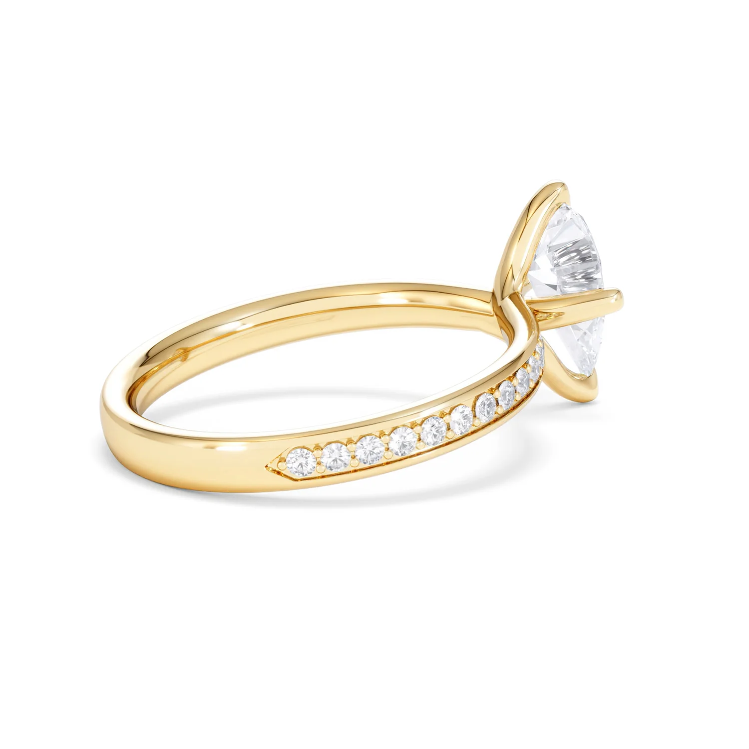 Origin Twist 1.00ct Pear Cut Lab Diamond Solitaire Engagement Ring with Side Stones in 18K Yellow Gold - Image 34