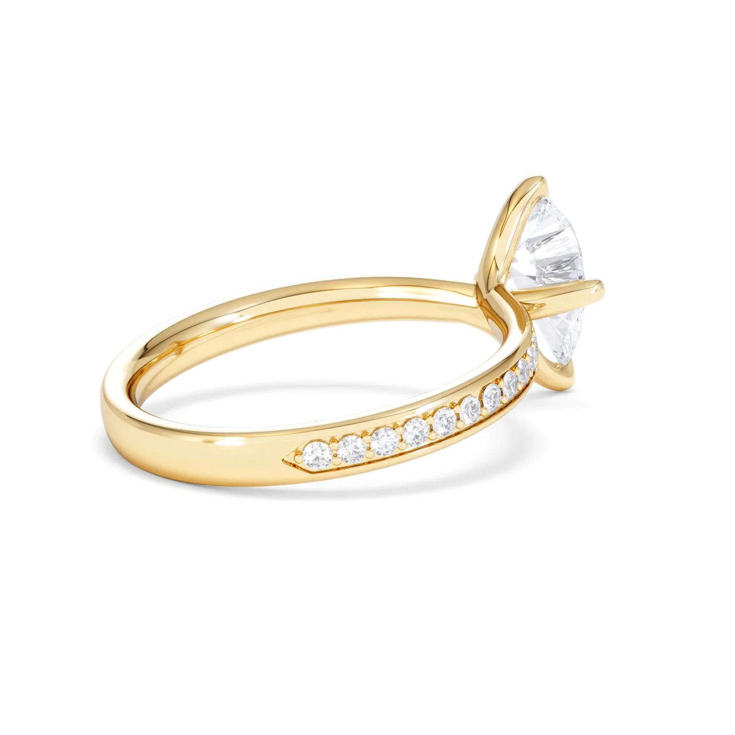 Origin Twist 1.00ct Pear Cut Lab Diamond Solitaire Engagement Ring with Side Stones in 18K Yellow Gold - Image 35