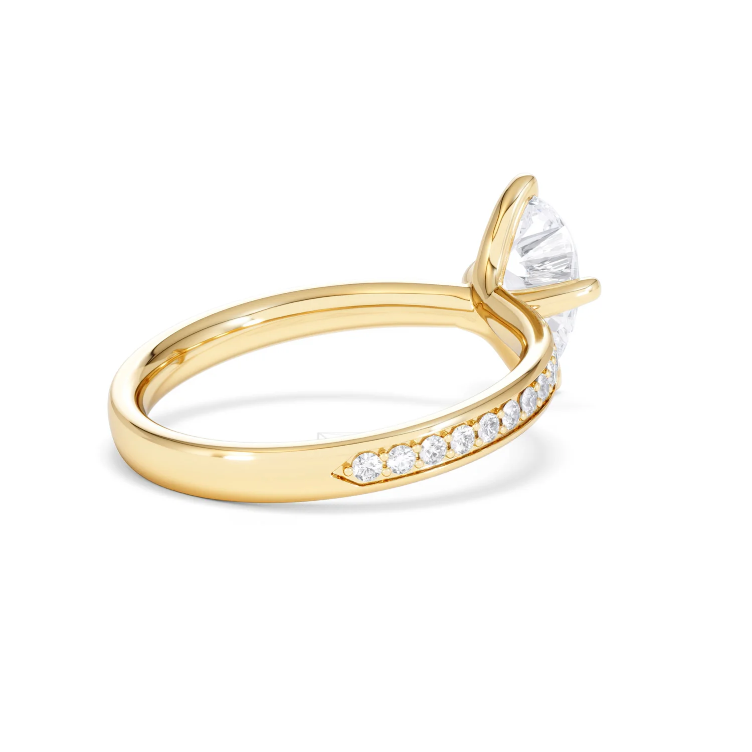Origin Twist 1.00ct Pear Cut Lab Diamond Solitaire Engagement Ring with Side Stones in 18K Yellow Gold - Image 37