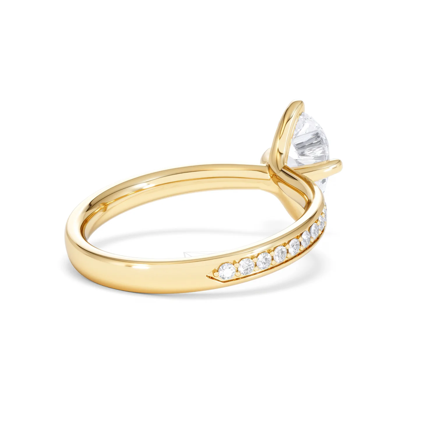 Origin Twist 1.00ct Pear Cut Lab Diamond Solitaire Engagement Ring with Side Stones in 18K Yellow Gold - Image 38