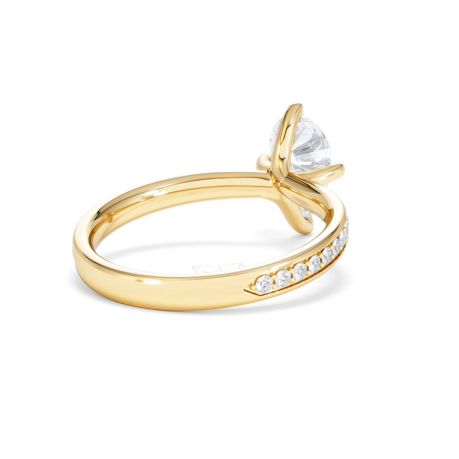 Origin Twist 1.00ct Pear Cut Lab Diamond Solitaire Engagement Ring with Side Stones in 18K Yellow Gold - Image 40