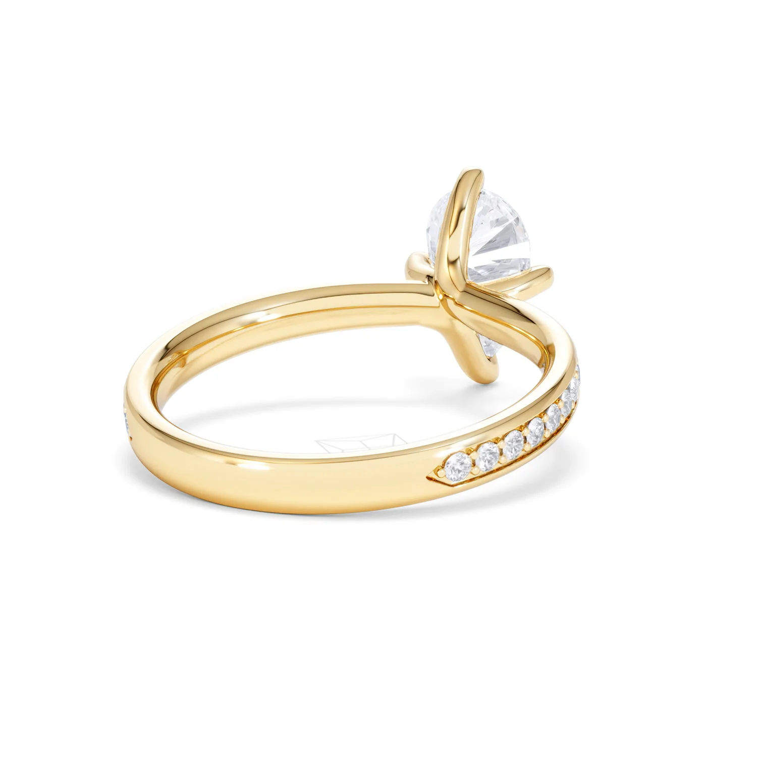 Origin Twist 1.00ct Pear Cut Lab Diamond Solitaire Engagement Ring with Side Stones in 18K Yellow Gold - Image 41
