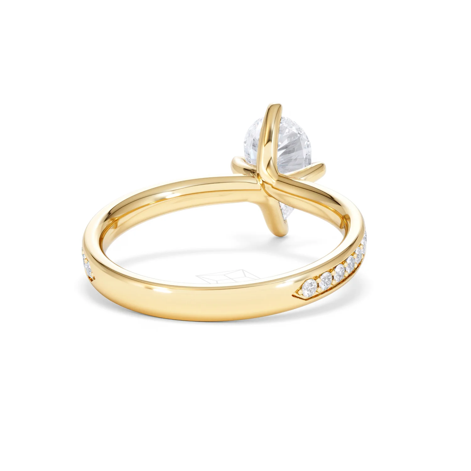 Origin Twist 1.00ct Pear Cut Lab Diamond Solitaire Engagement Ring with Side Stones in 18K Yellow Gold - Image 43