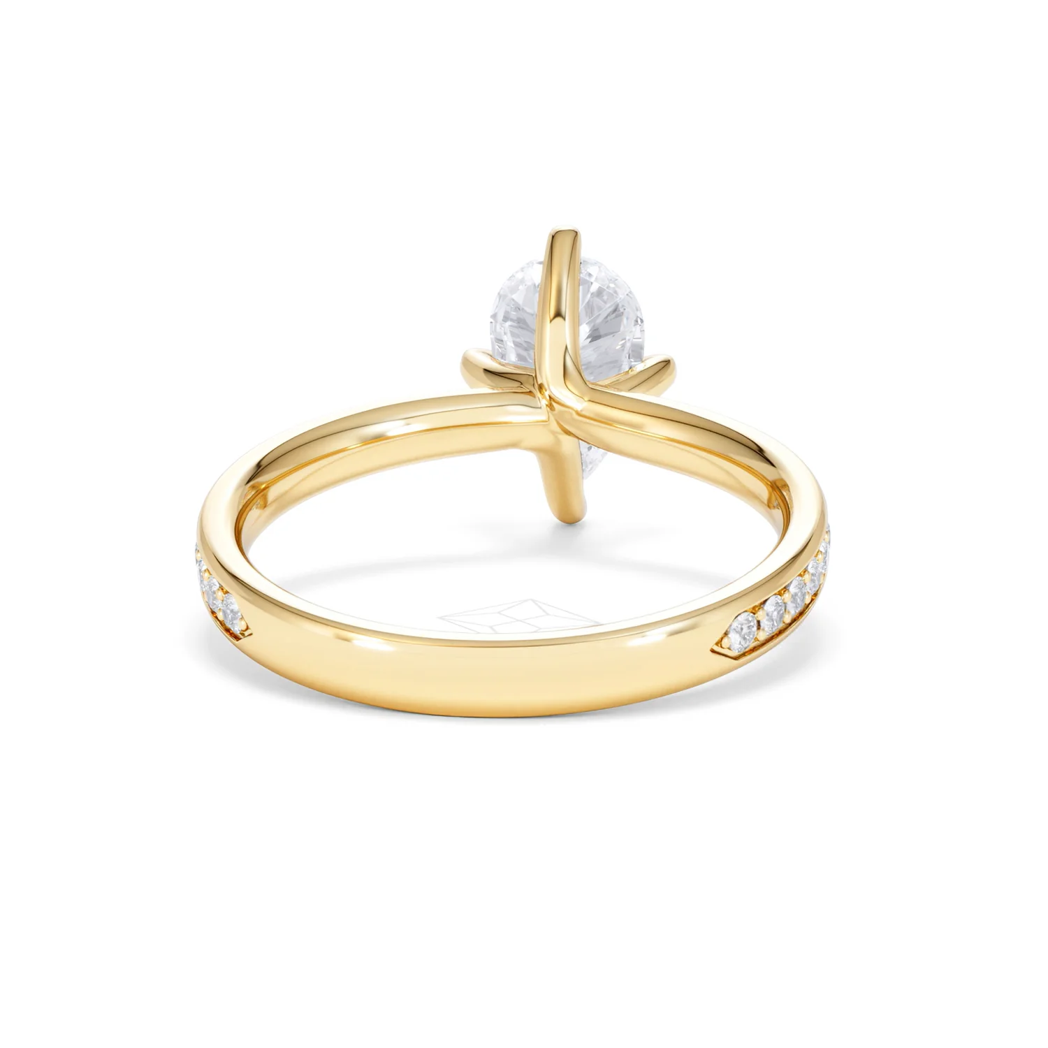 Origin Twist 1.00ct Pear Cut Lab Diamond Solitaire Engagement Ring with Side Stones in 18K Yellow Gold - Image 45