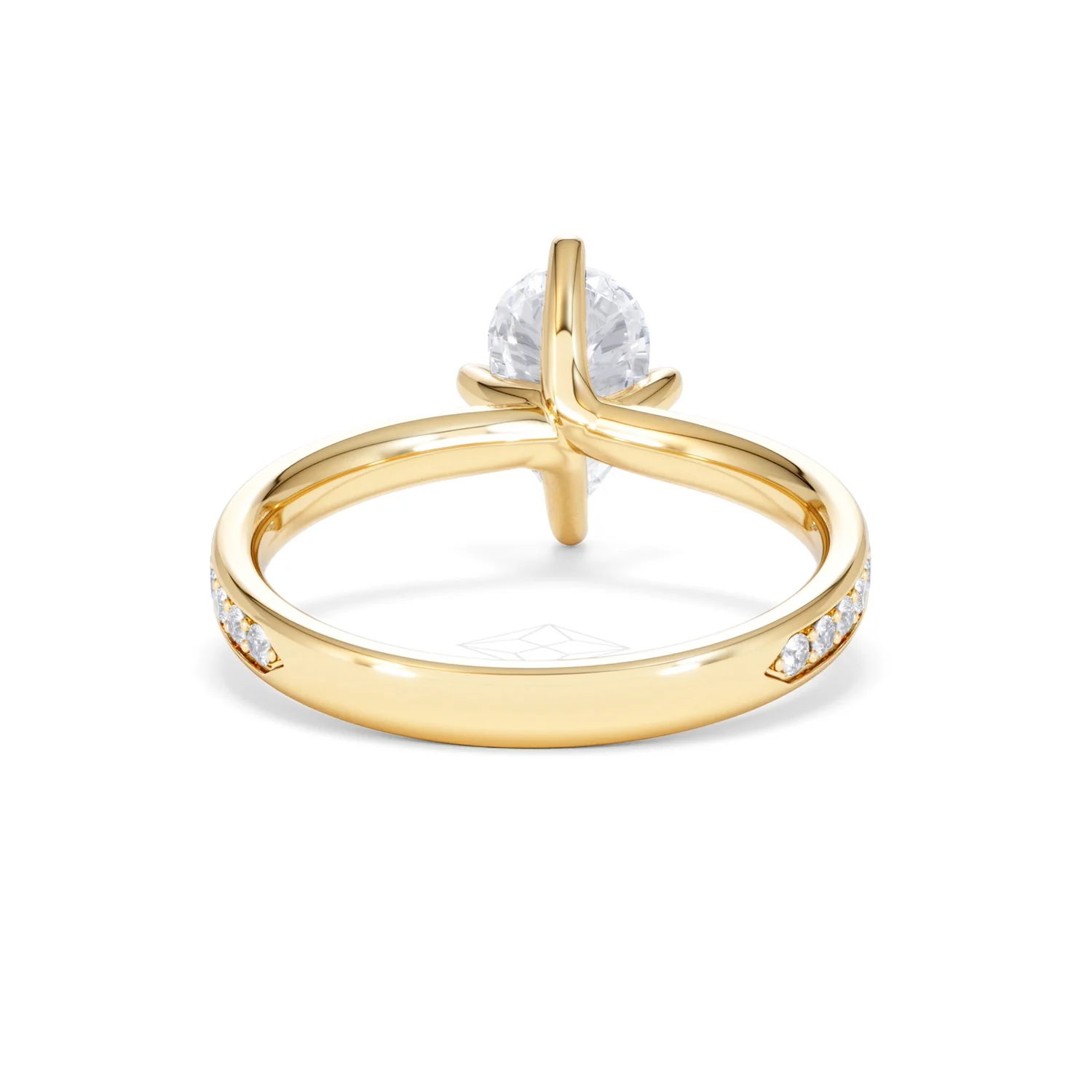 Origin Twist 1.00ct Pear Cut Lab Diamond Solitaire Engagement Ring with Side Stones in 18K Yellow Gold - Image 46