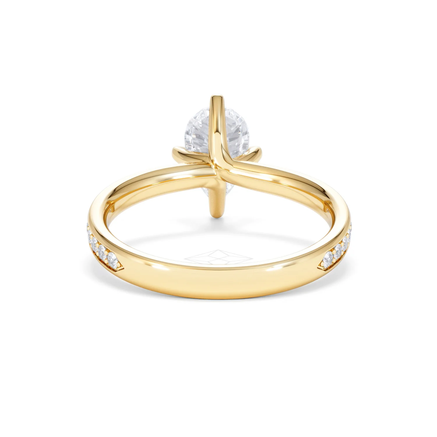 Origin Twist 1.00ct Pear Cut Lab Diamond Solitaire Engagement Ring with Side Stones in 18K Yellow Gold - Image 47