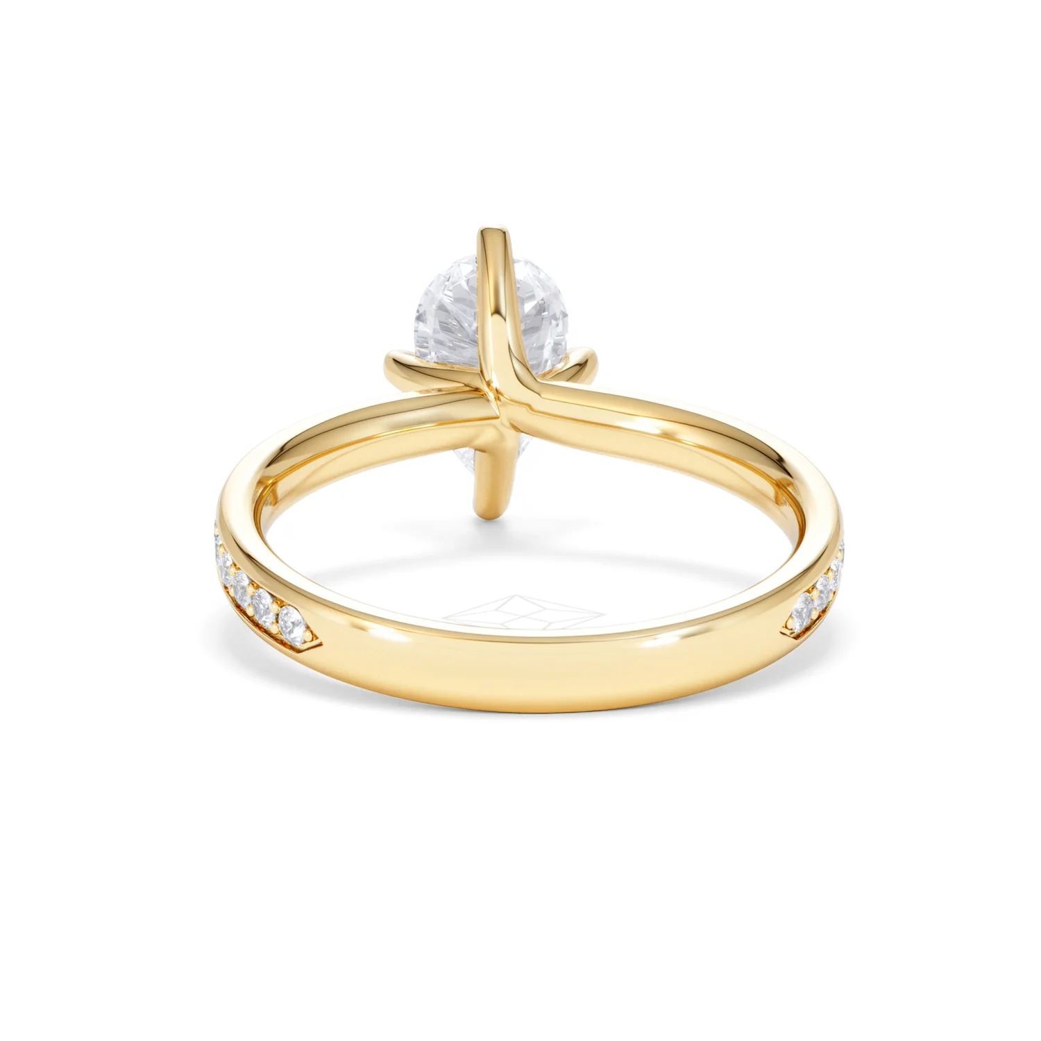 Origin Twist 1.00ct Pear Cut Lab Diamond Solitaire Engagement Ring with Side Stones in 18K Yellow Gold - Image 48