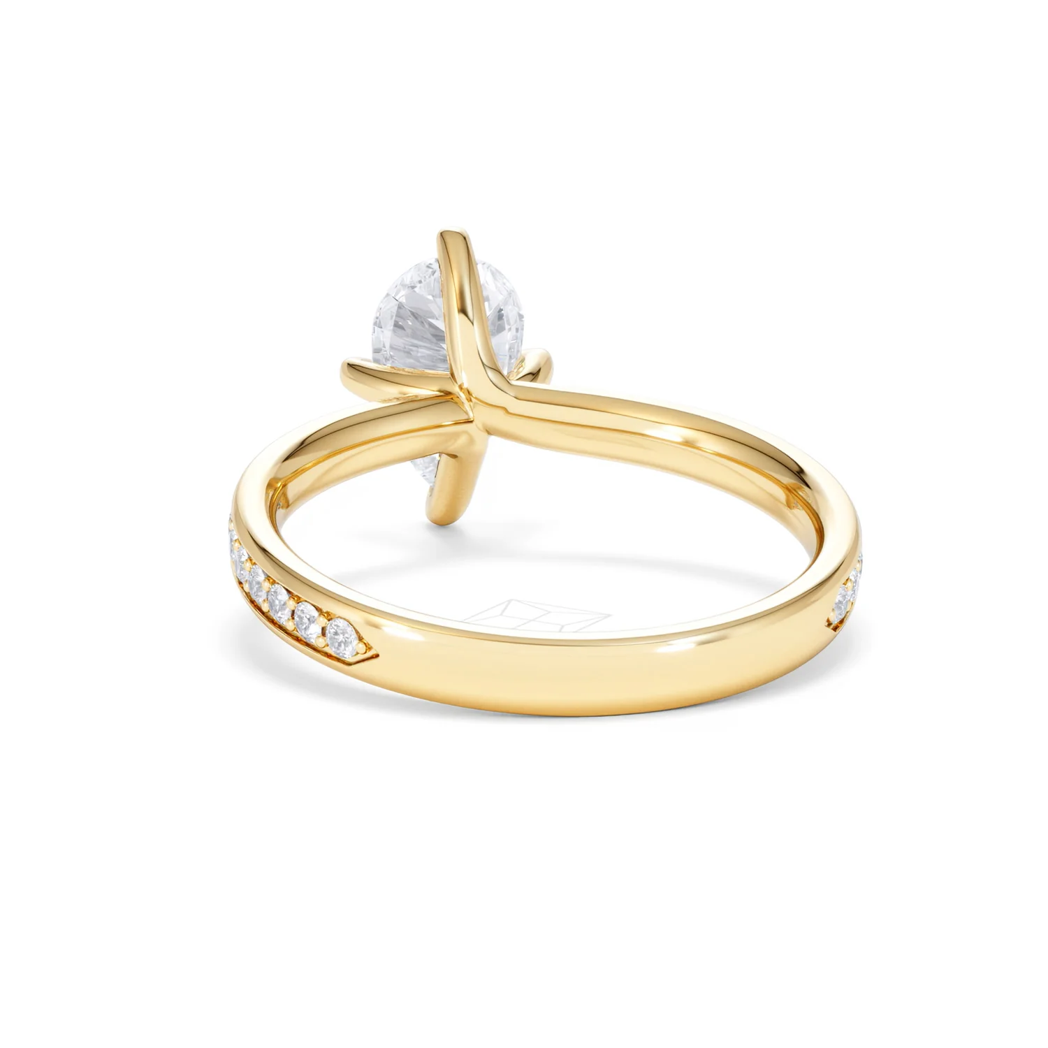 Origin Twist 1.00ct Pear Cut Lab Diamond Solitaire Engagement Ring with Side Stones in 18K Yellow Gold - Image 50