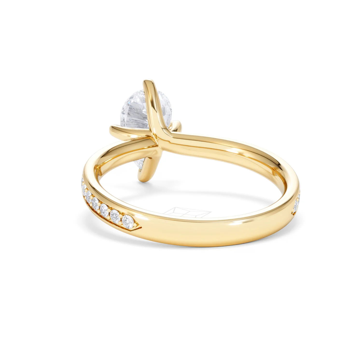 Origin Twist 1.00ct Pear Cut Lab Diamond Solitaire Engagement Ring with Side Stones in 18K Yellow Gold - Image 51
