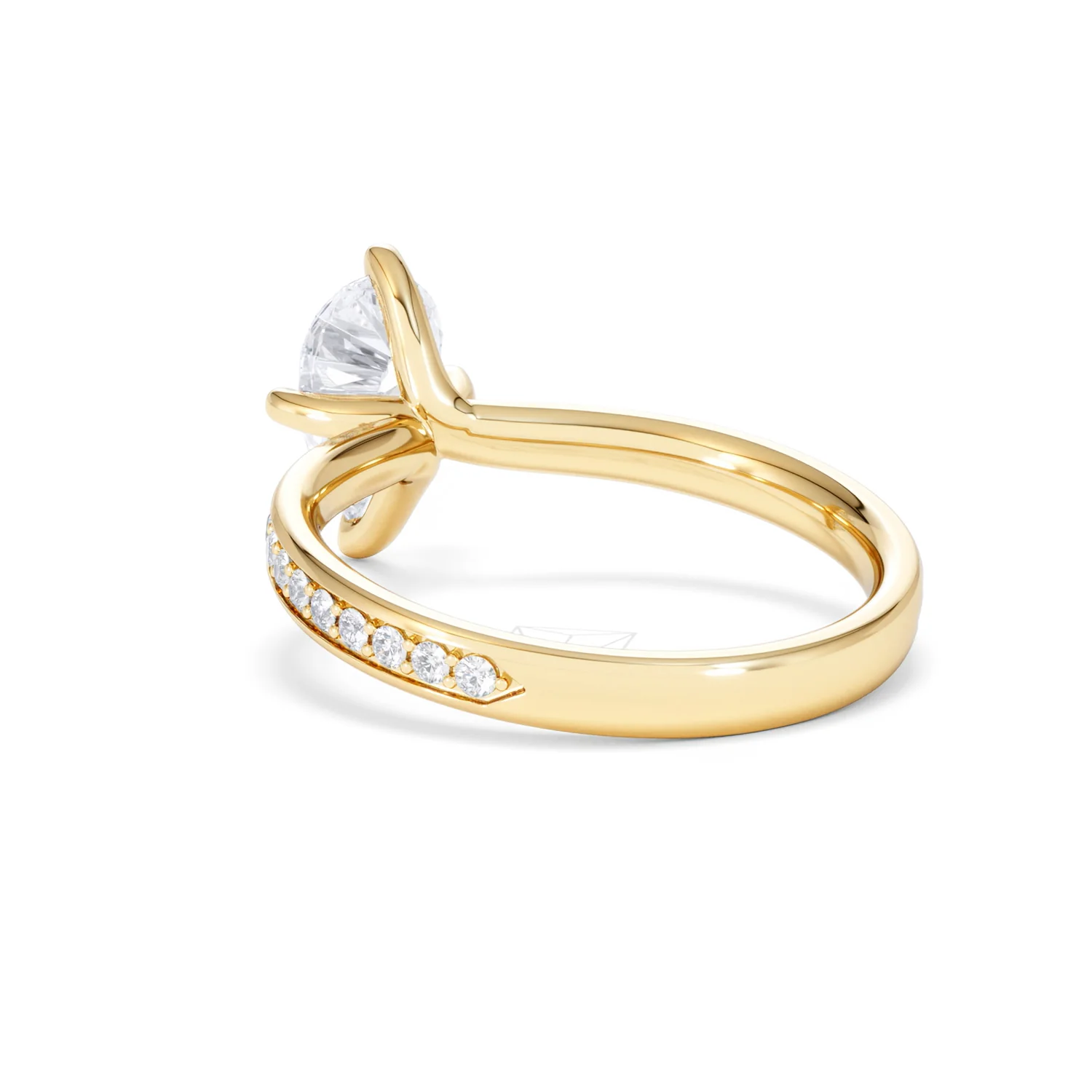 Origin Twist 1.00ct Pear Cut Lab Diamond Solitaire Engagement Ring with Side Stones in 18K Yellow Gold - Image 54