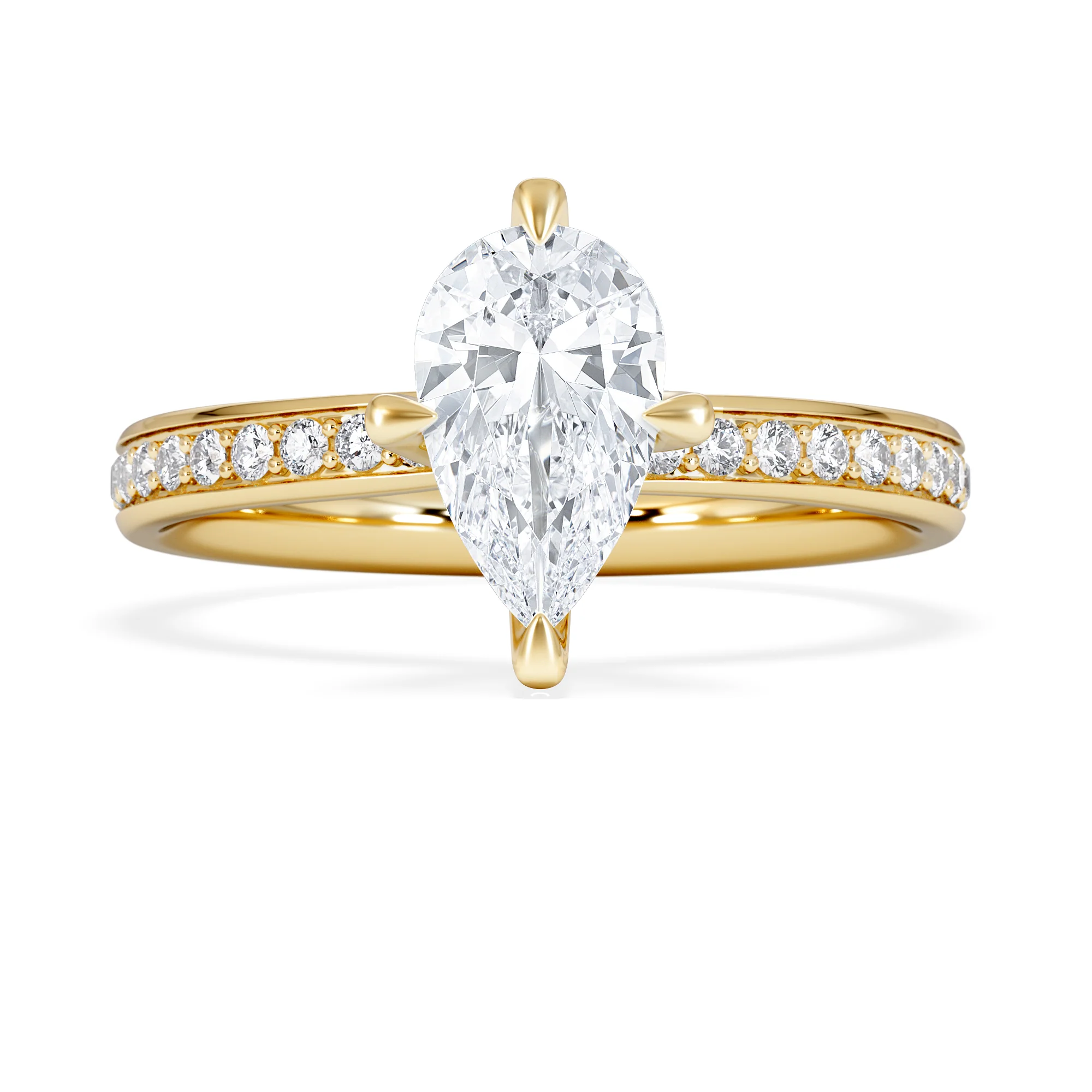 Origin Twist 1.00ct Pear Cut Lab Diamond Solitaire Engagement Ring with Side Stones in 18K Yellow Gold - Image 6