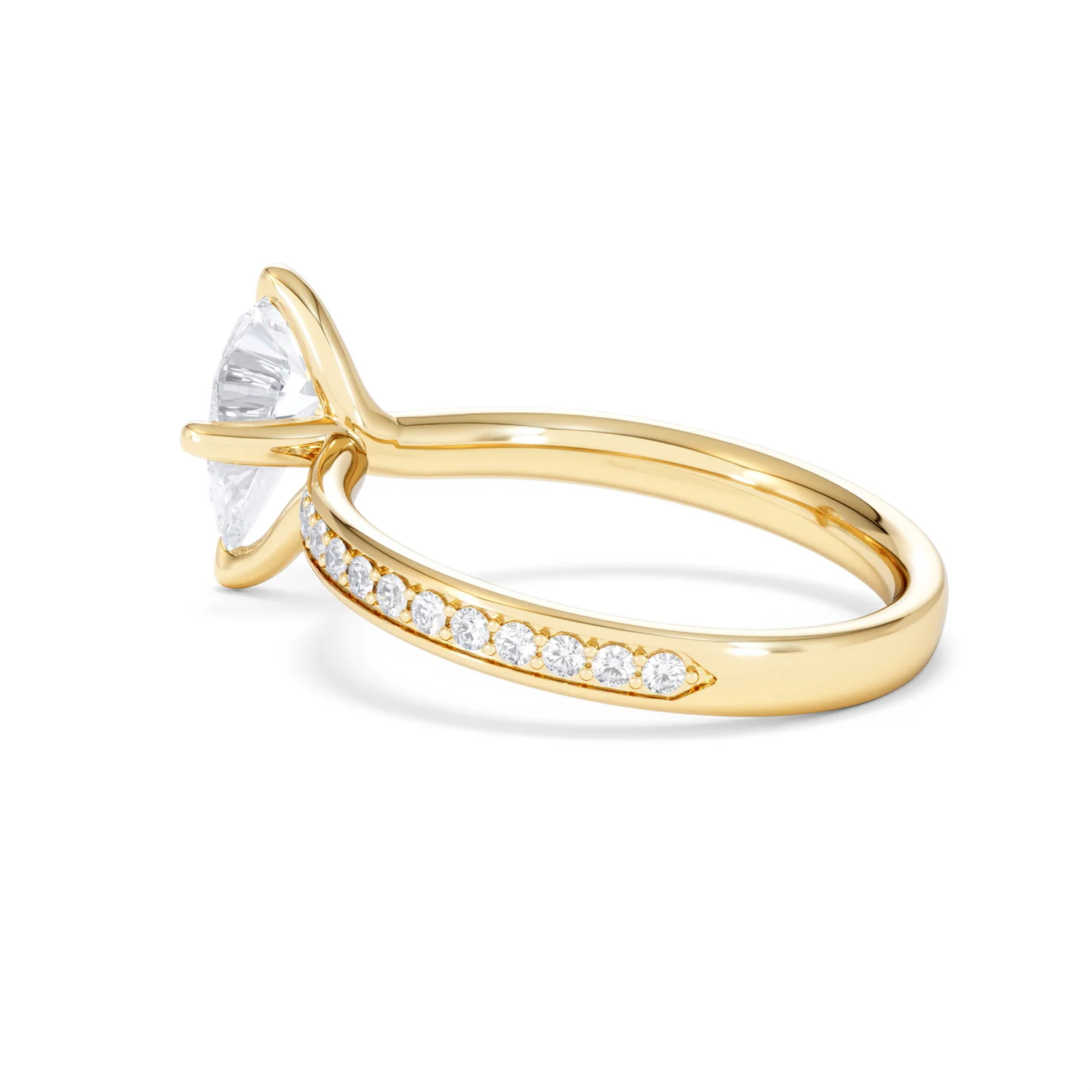 Origin Twist 1.00ct Pear Cut Lab Diamond Solitaire Engagement Ring with Side Stones in 18K Yellow Gold - Image 60