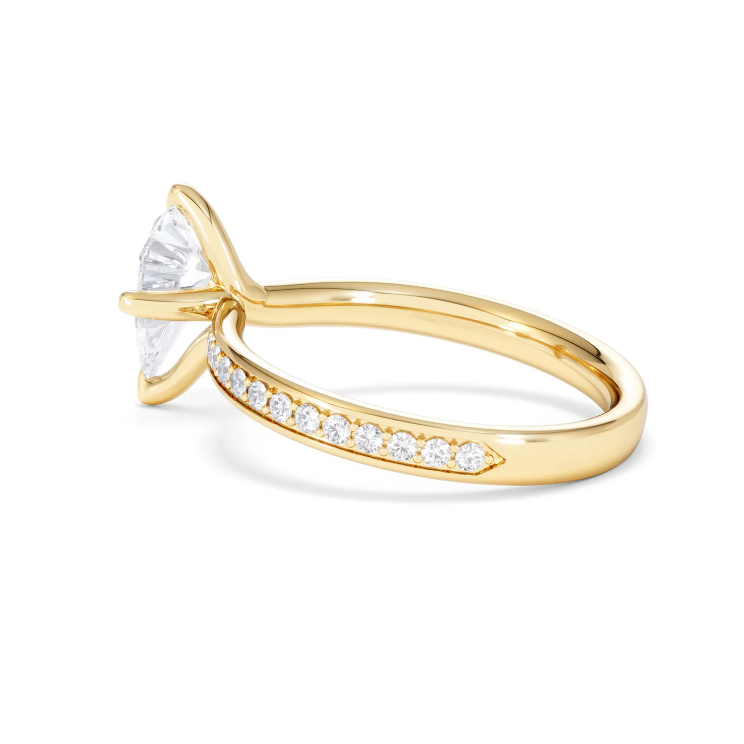 Origin Twist 1.00ct Pear Cut Lab Diamond Solitaire Engagement Ring with Side Stones in 18K Yellow Gold - Image 61