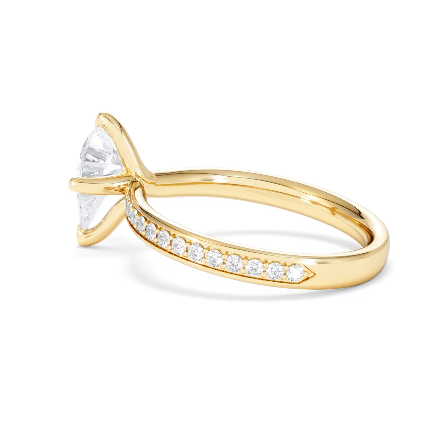 Origin Twist 1.00ct Pear Cut Lab Diamond Solitaire Engagement Ring with Side Stones in 18K Yellow Gold - Image 62