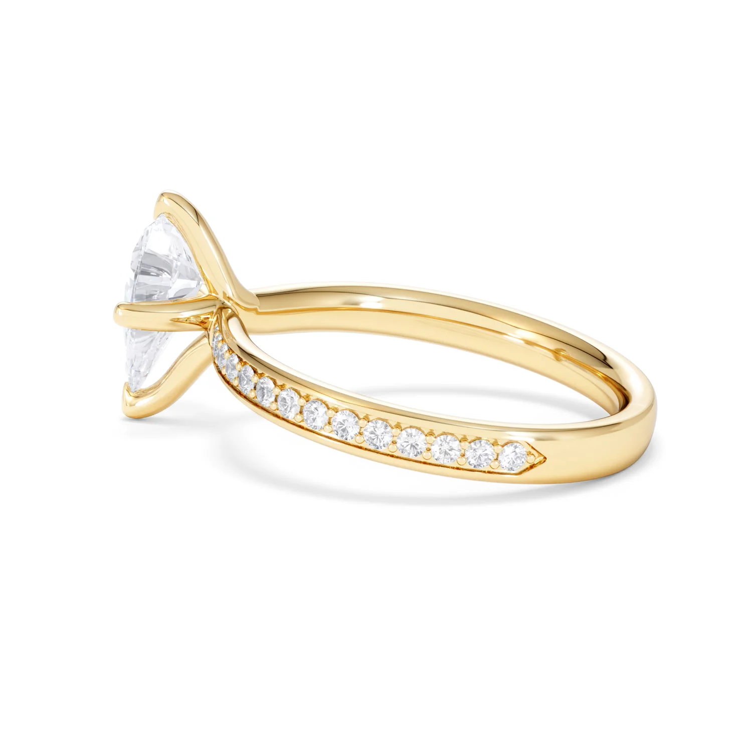 Origin Twist 1.00ct Pear Cut Lab Diamond Solitaire Engagement Ring with Side Stones in 18K Yellow Gold - Image 63