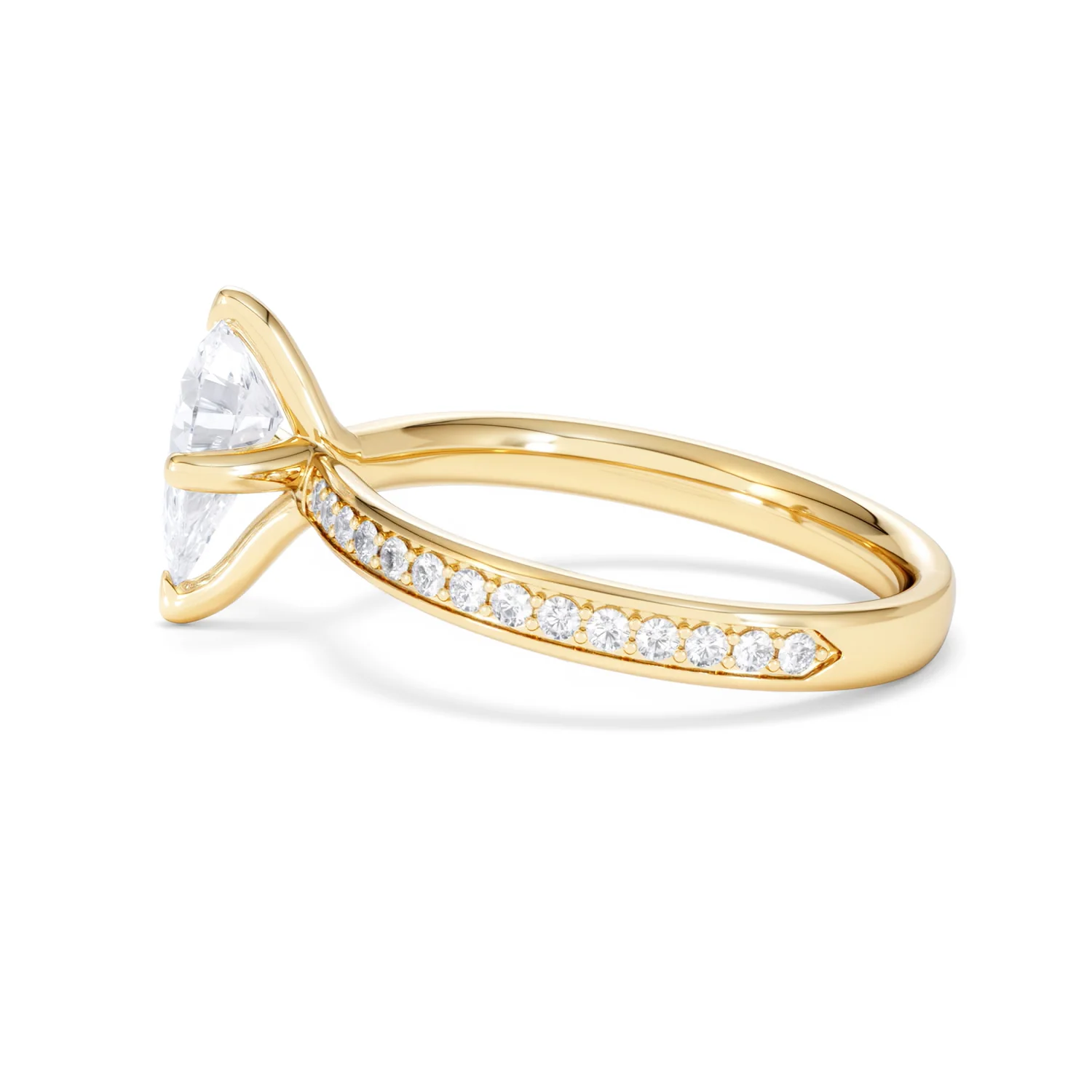 Origin Twist 1.00ct Pear Cut Lab Diamond Solitaire Engagement Ring with Side Stones in 18K Yellow Gold - Image 65