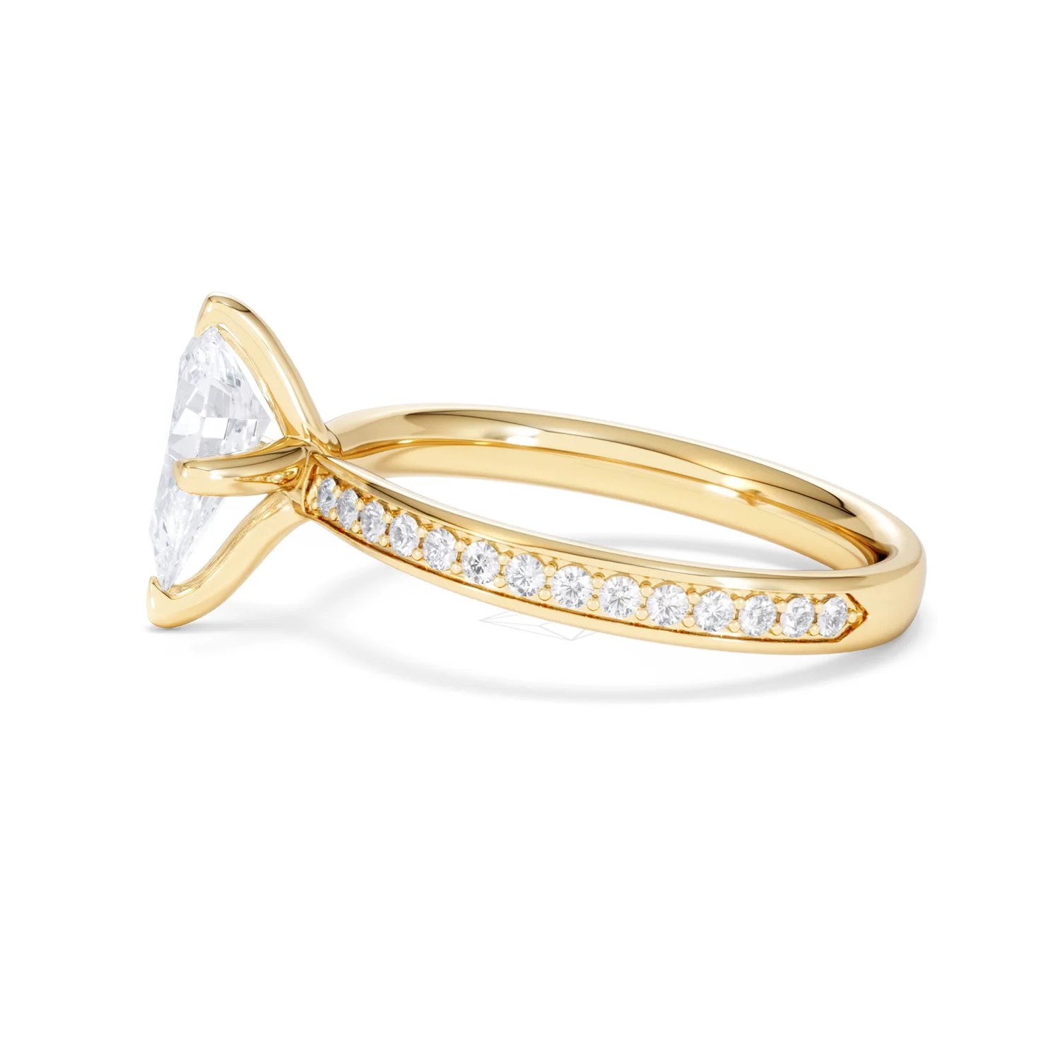 Origin Twist 1.00ct Pear Cut Lab Diamond Solitaire Engagement Ring with Side Stones in 18K Yellow Gold - Image 68
