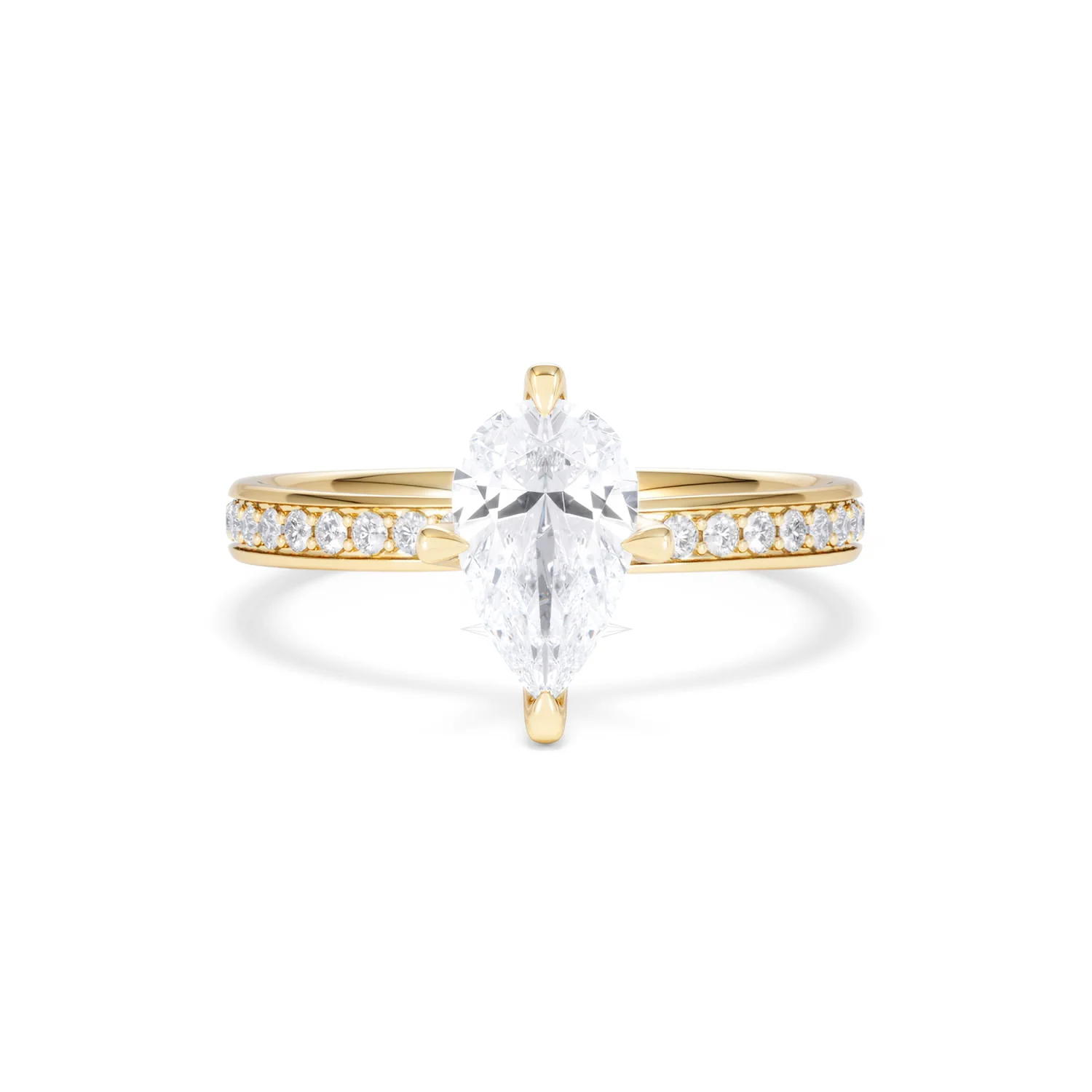 Origin Twist 1.00ct Pear Cut Lab Diamond Solitaire Engagement Ring with Side Stones in 18K Yellow Gold - Image 7