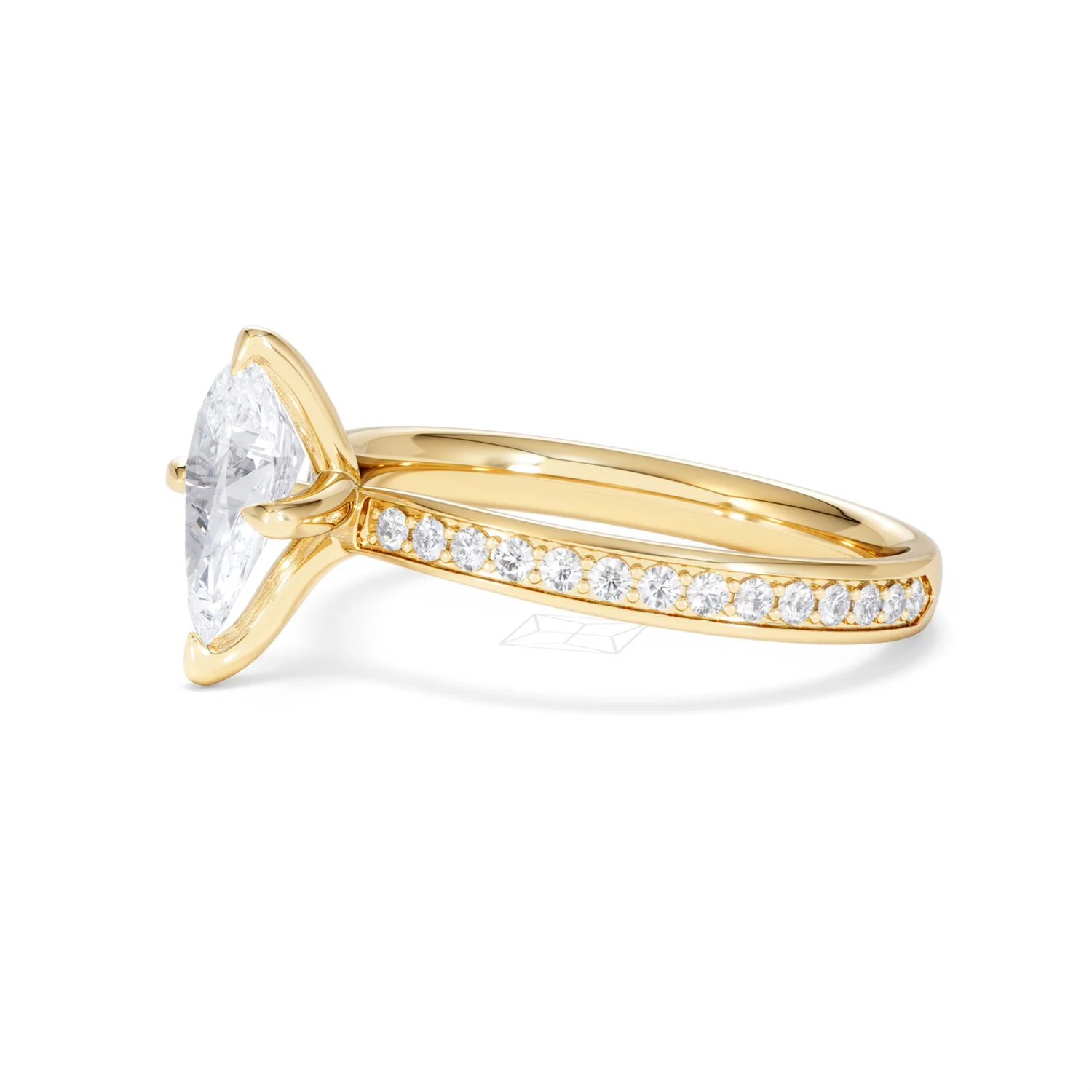 Origin Twist 1.00ct Pear Cut Lab Diamond Solitaire Engagement Ring with Side Stones in 18K Yellow Gold - Image 73