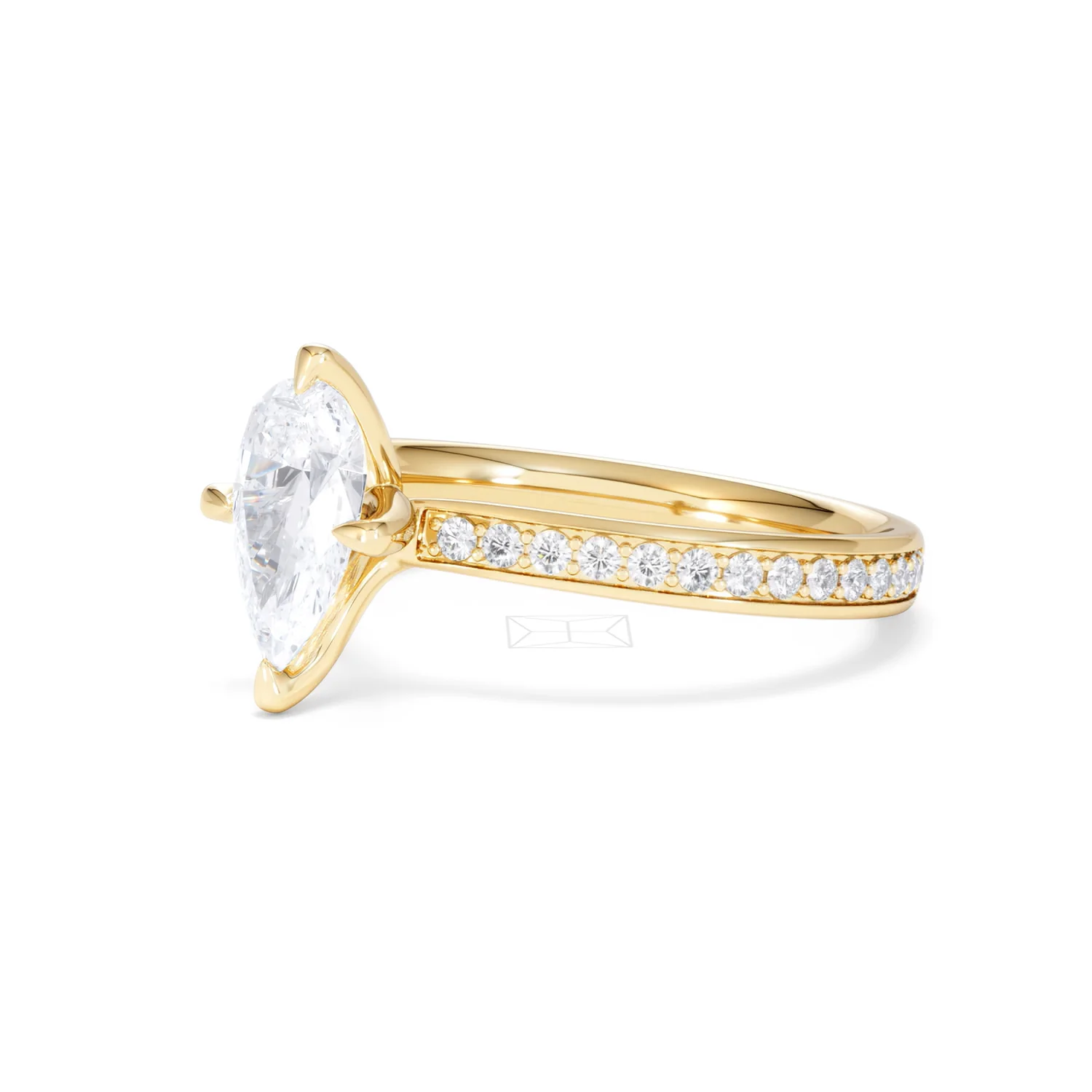 Origin Twist 1.00ct Pear Cut Lab Diamond Solitaire Engagement Ring with Side Stones in 18K Yellow Gold - Image 77