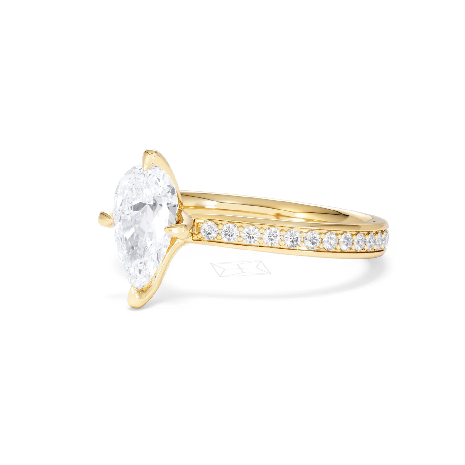 Origin Twist 1.00ct Pear Cut Lab Diamond Solitaire Engagement Ring with Side Stones in 18K Yellow Gold - Image 79