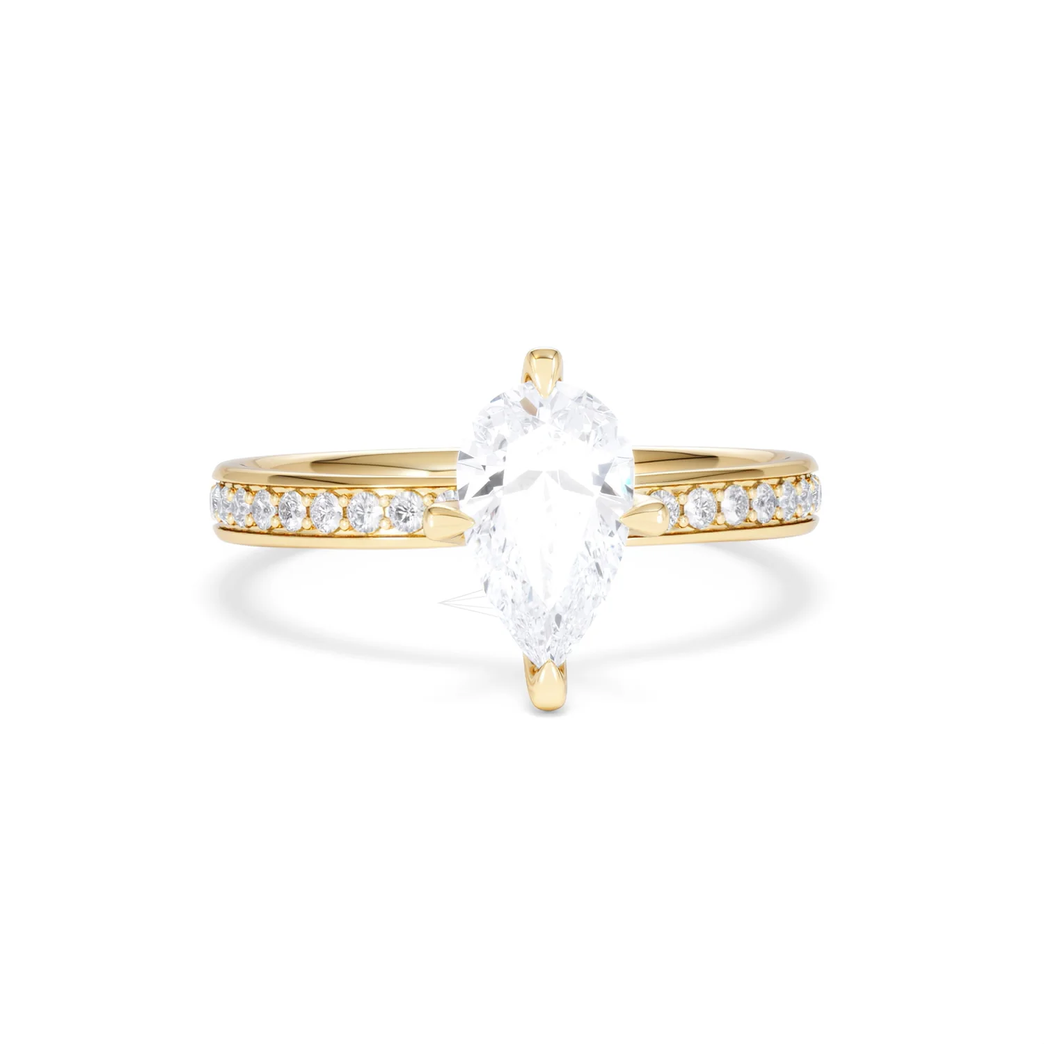 Origin Twist 1.00ct Pear Cut Lab Diamond Solitaire Engagement Ring with Side Stones in 18K Yellow Gold - Image 8